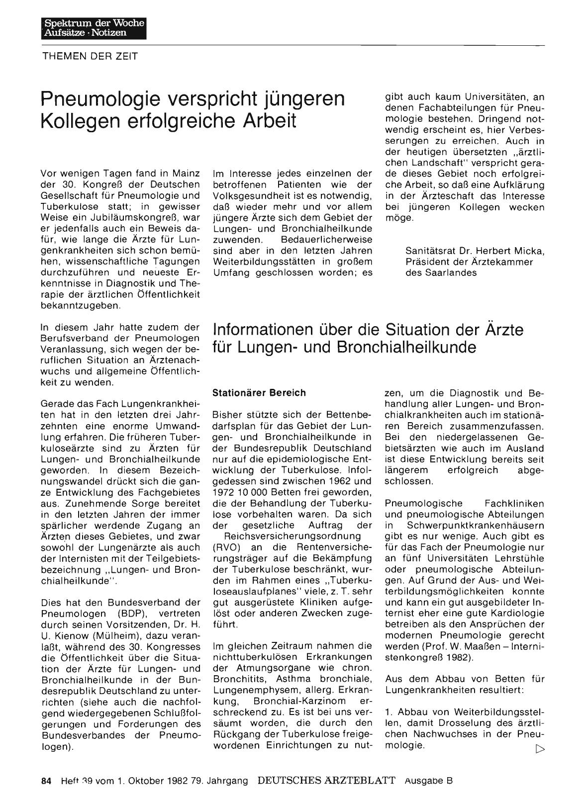 Vorschauseite 1: Pneumologie verspricht jüngeren Kollegen erfolgreiche Arbeit