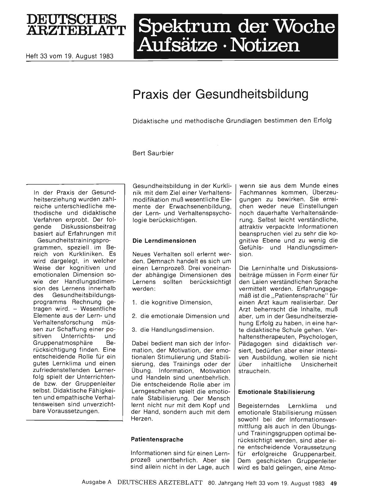 Vorschauseite 1: Praxis der Gesundheitsbildung