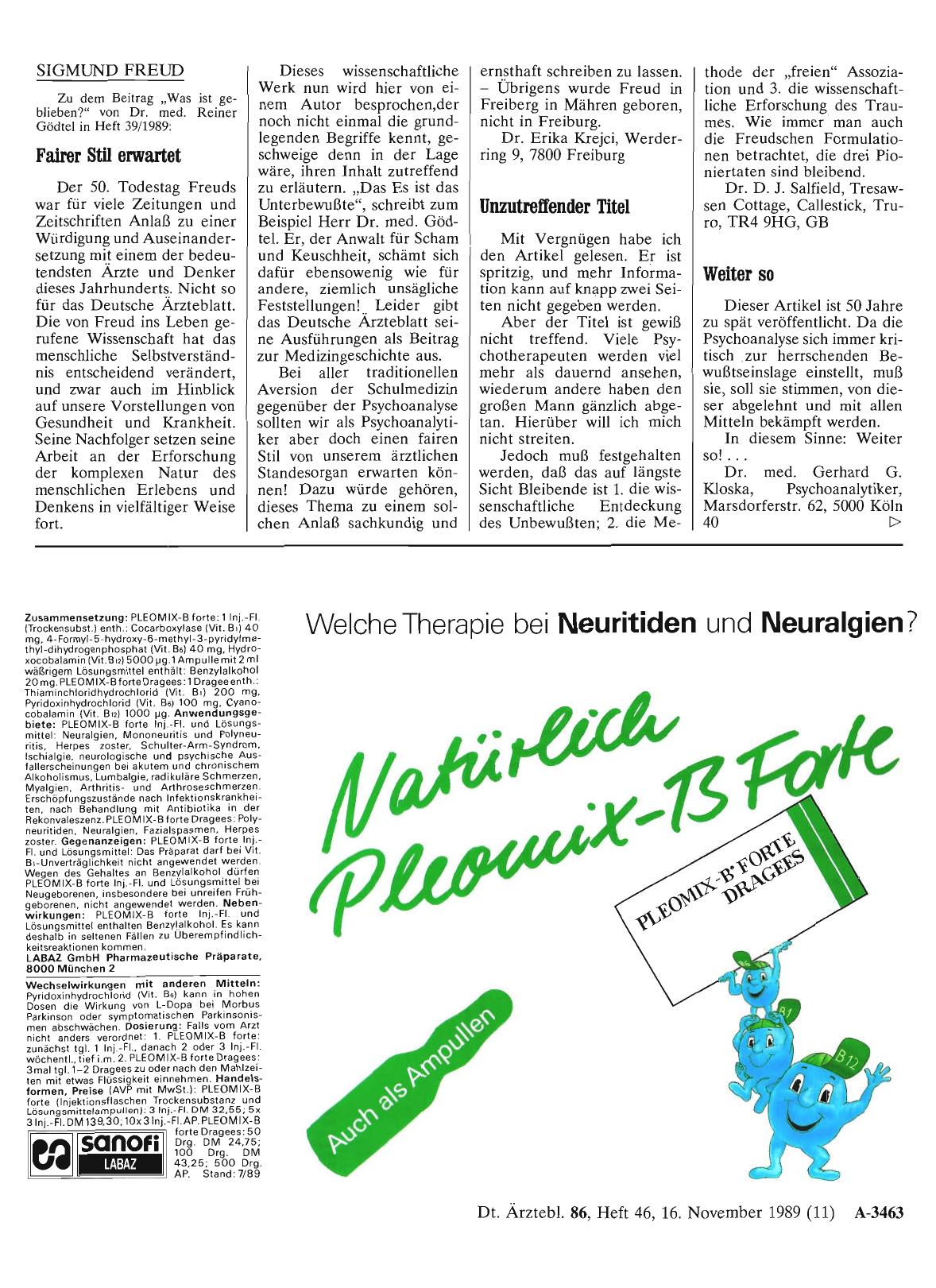 Vorschauseite 1: SIGMUND FREUD: Fairer Stil erwartet
