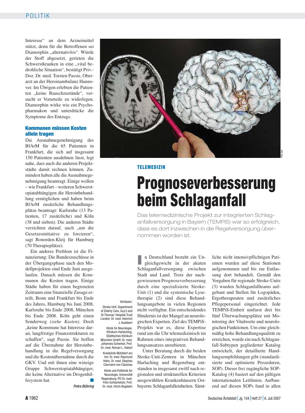 Vorschauseite 1: Telemedizin: Prognoseverbesserung beim Schlaganfall