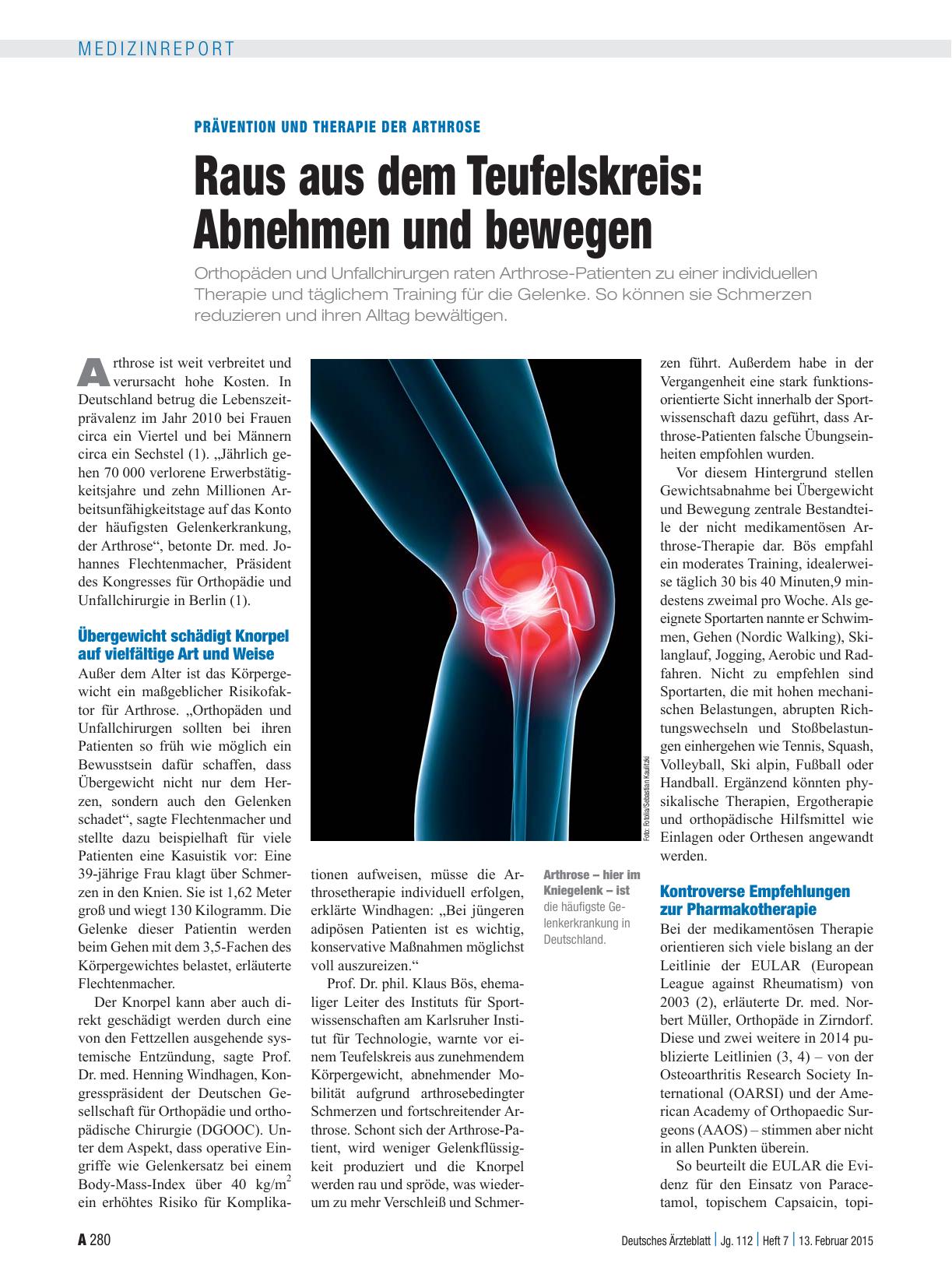 Vorschauseite 1: Prävention und Therapie der Arthrose – Raus aus dem Teufelskreis: Abnehmen und bewegen
