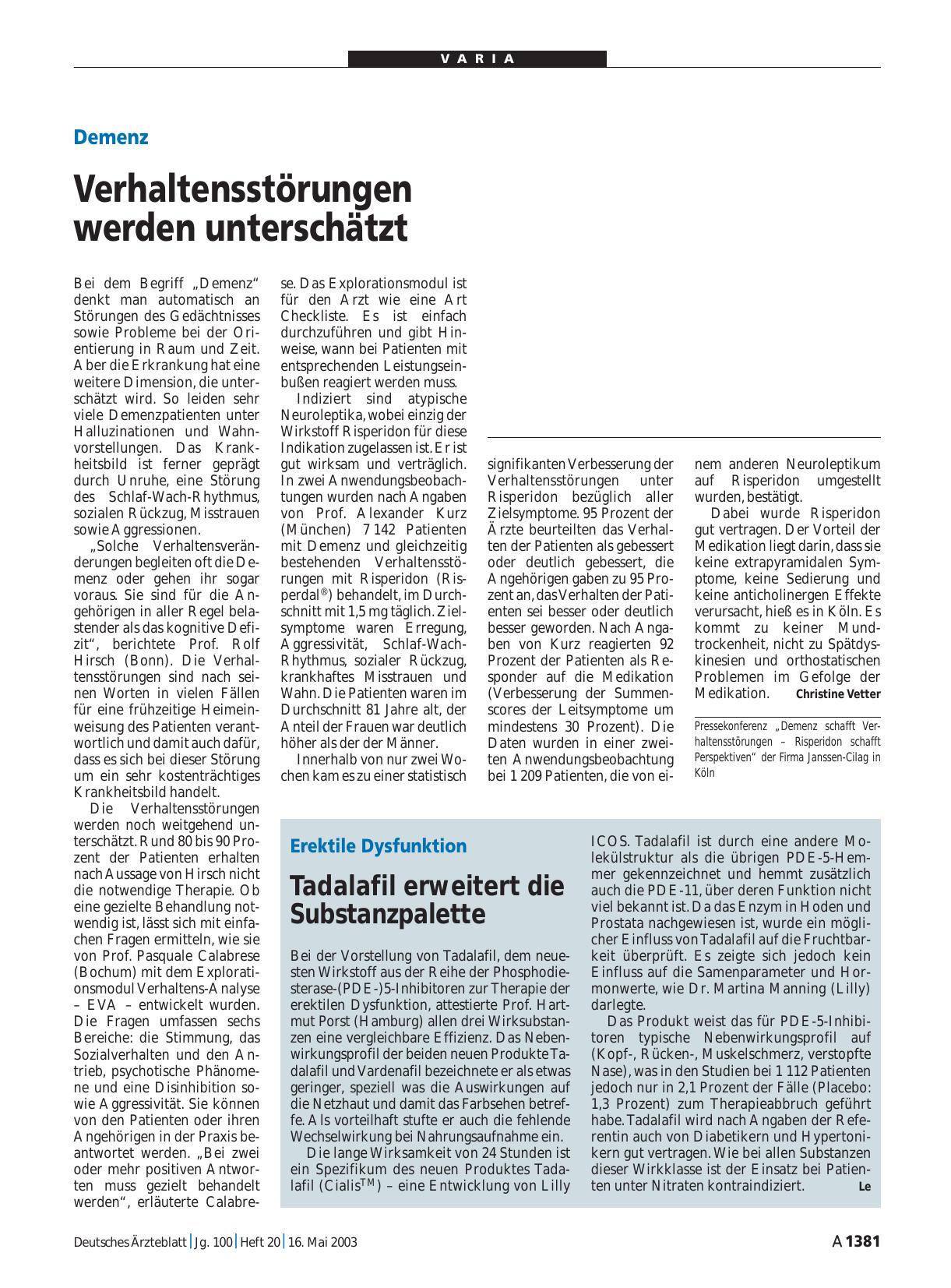 Vorschauseite 1: Erektile Dysfunktion: Tadalafil erweitert die Substanzpalette