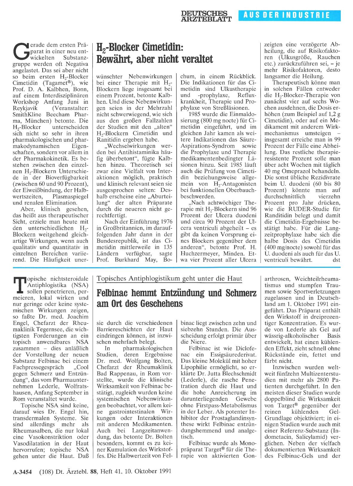 Vorschauseite 1: Topisches Antiphlogistikum geht unter die Haut: Felbinac hemmt Entzündung und Schmerz am Ort des Geschehens
