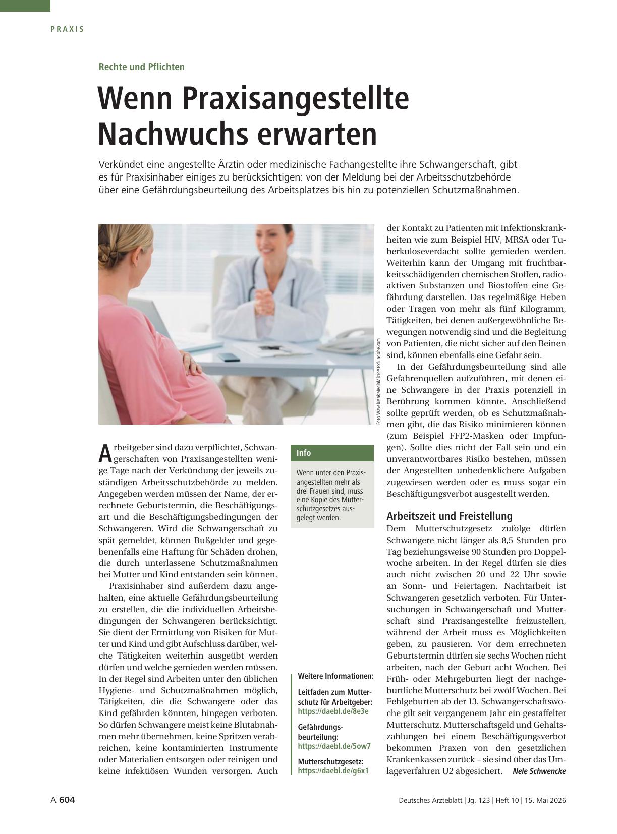 Vorschauseite 1: Rechte und Pflichten: Wenn Praxisangestellte Nachwuchs erwarten