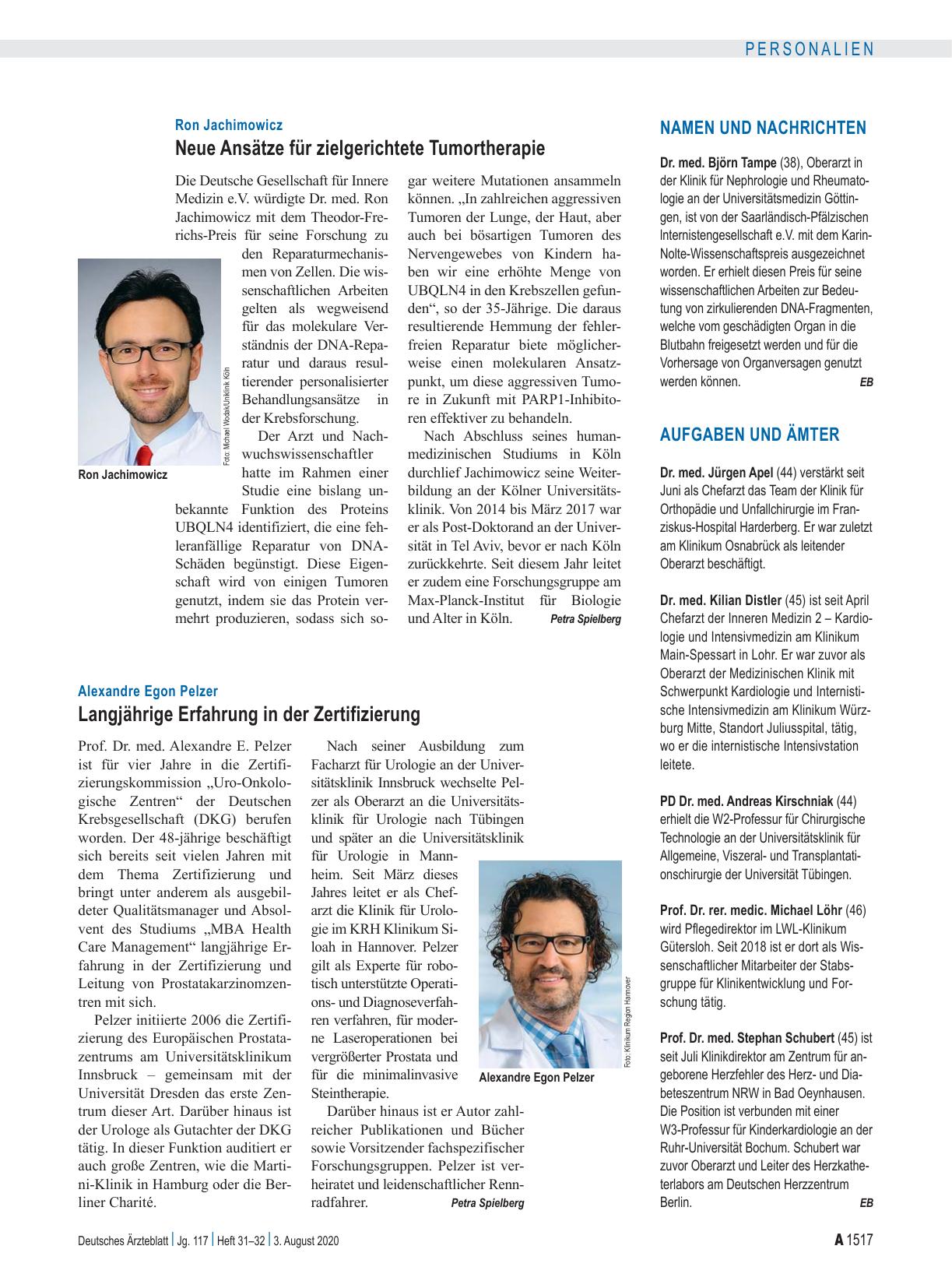 Vorschauseite 1: Ron Jachimowicz: Neue Ansätze für zielgerichtete Tumortherapie
