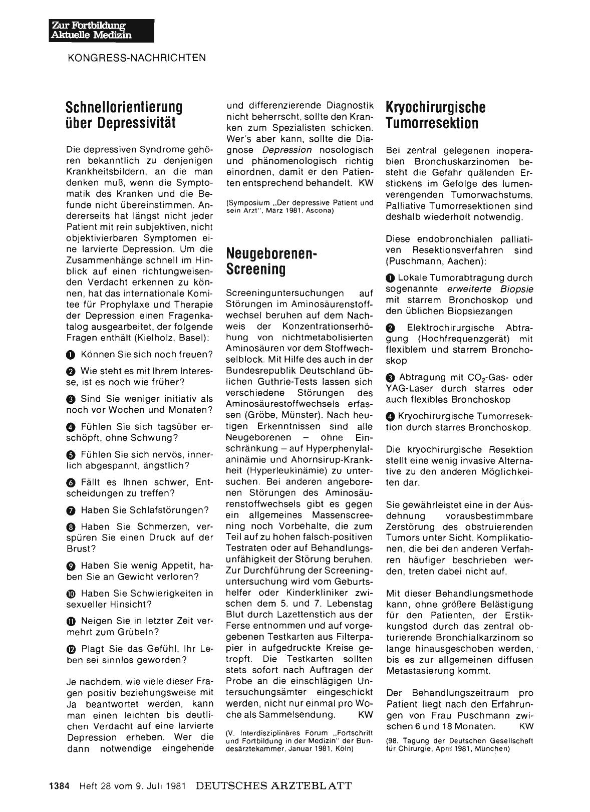 Vorschauseite 1: Neugeborenen-Screening
