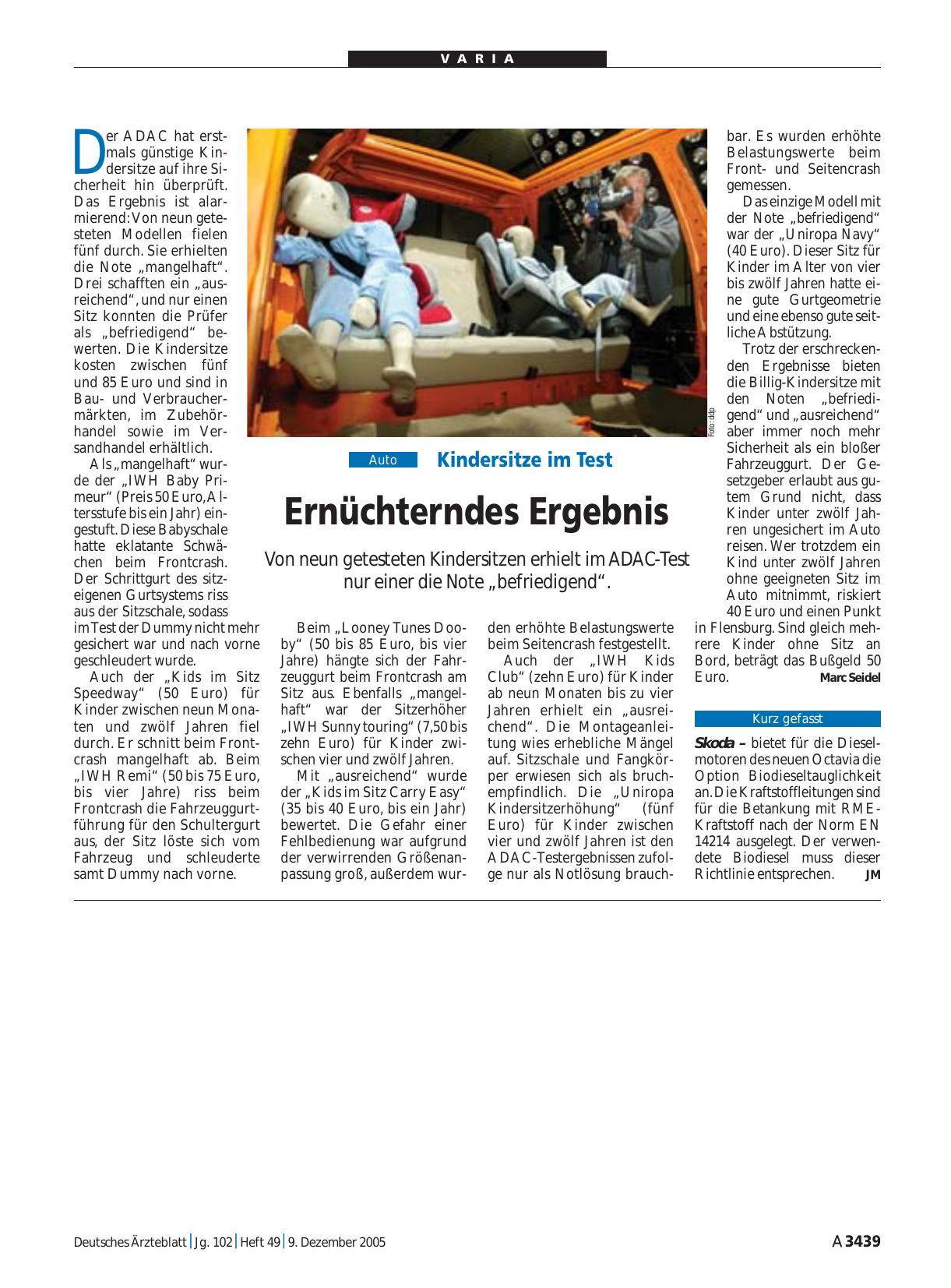 Vorschauseite 1: Kindersitze im Test: Ernüchterndes Ergebnis