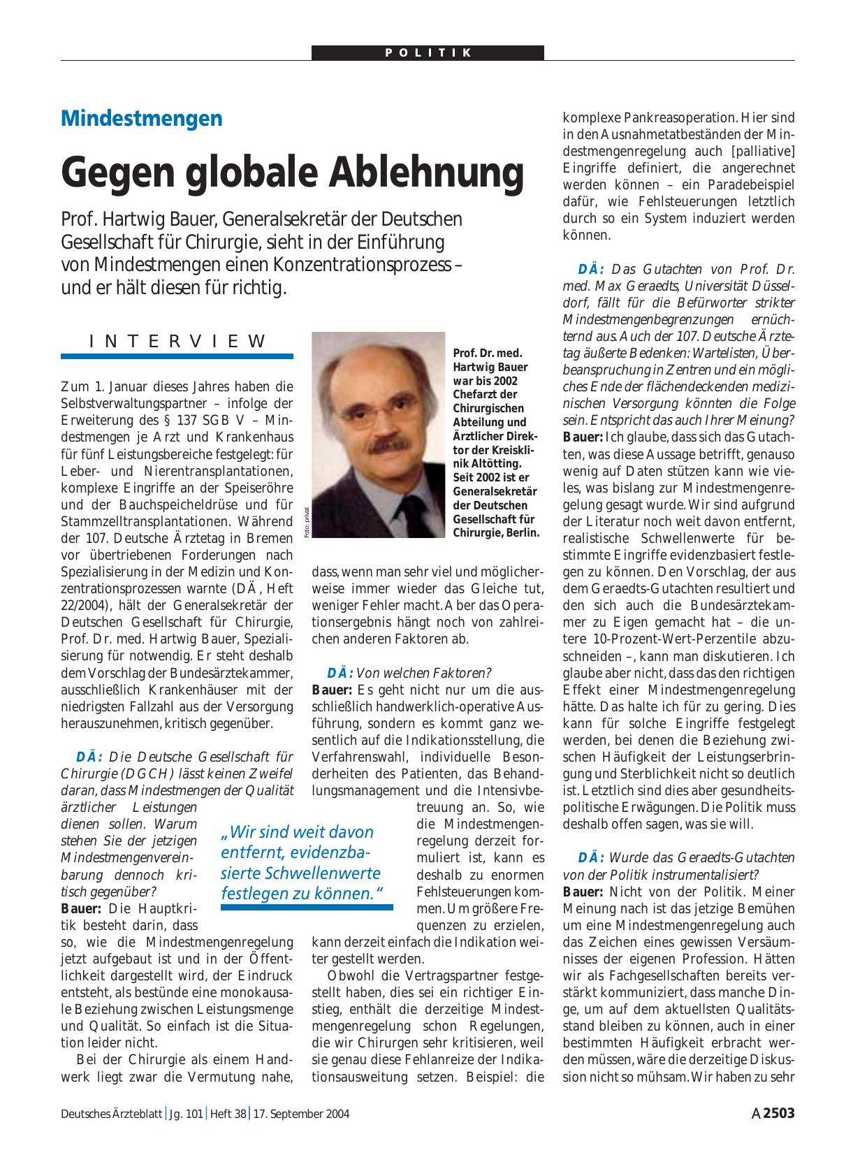 Vorschauseite 1: Mindestmengen: Gegen globale Ablehnung