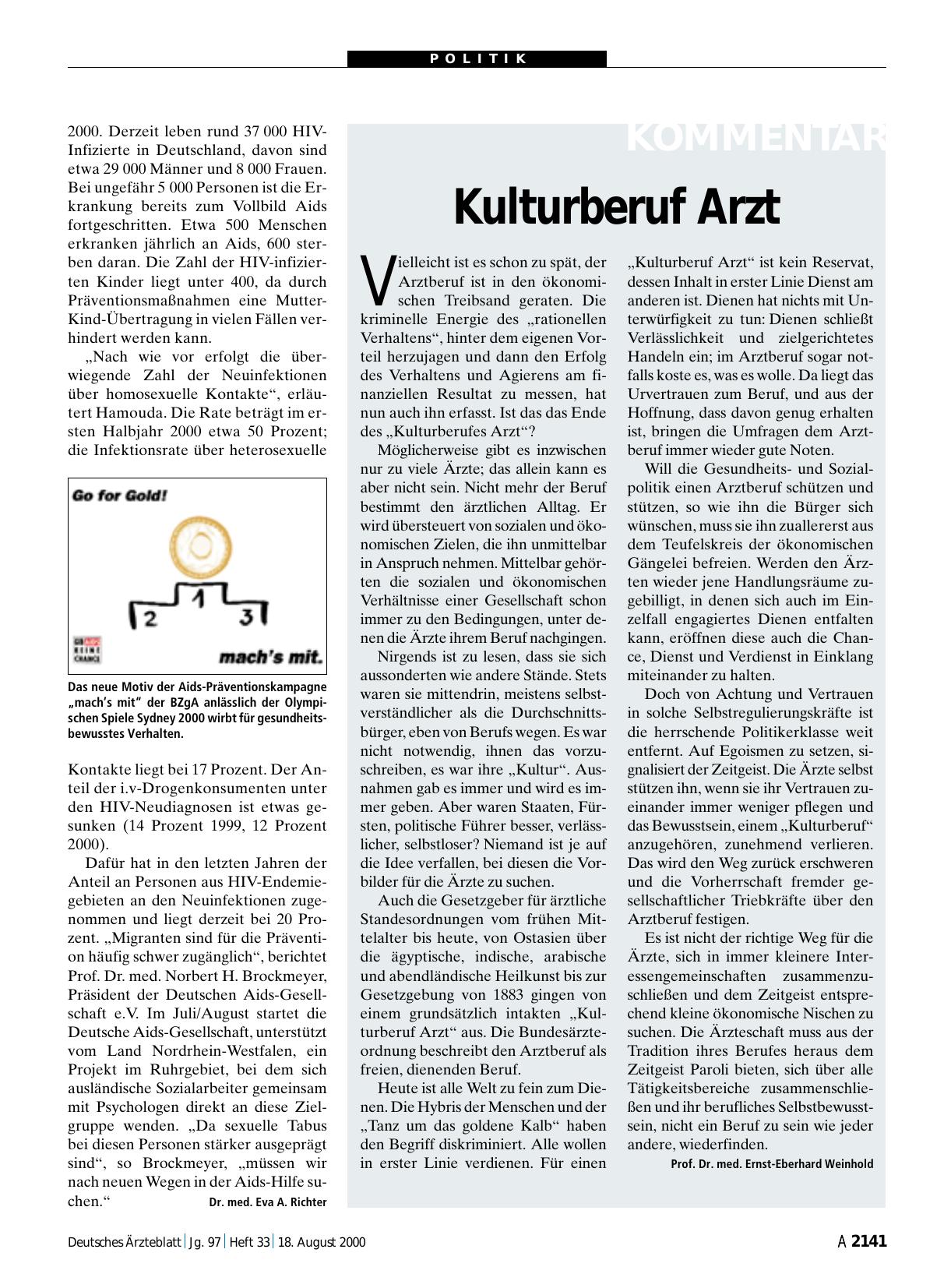 Vorschauseite 1: Kulturberuf Arzt