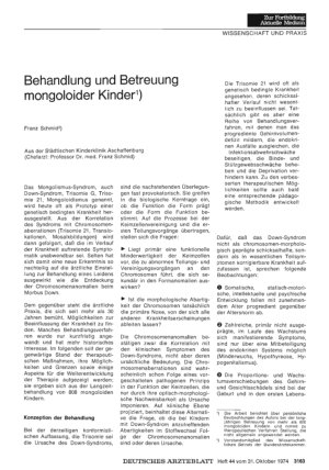 Vorschauseite 1: Behandlung und Betreuung mongoloider Kinder