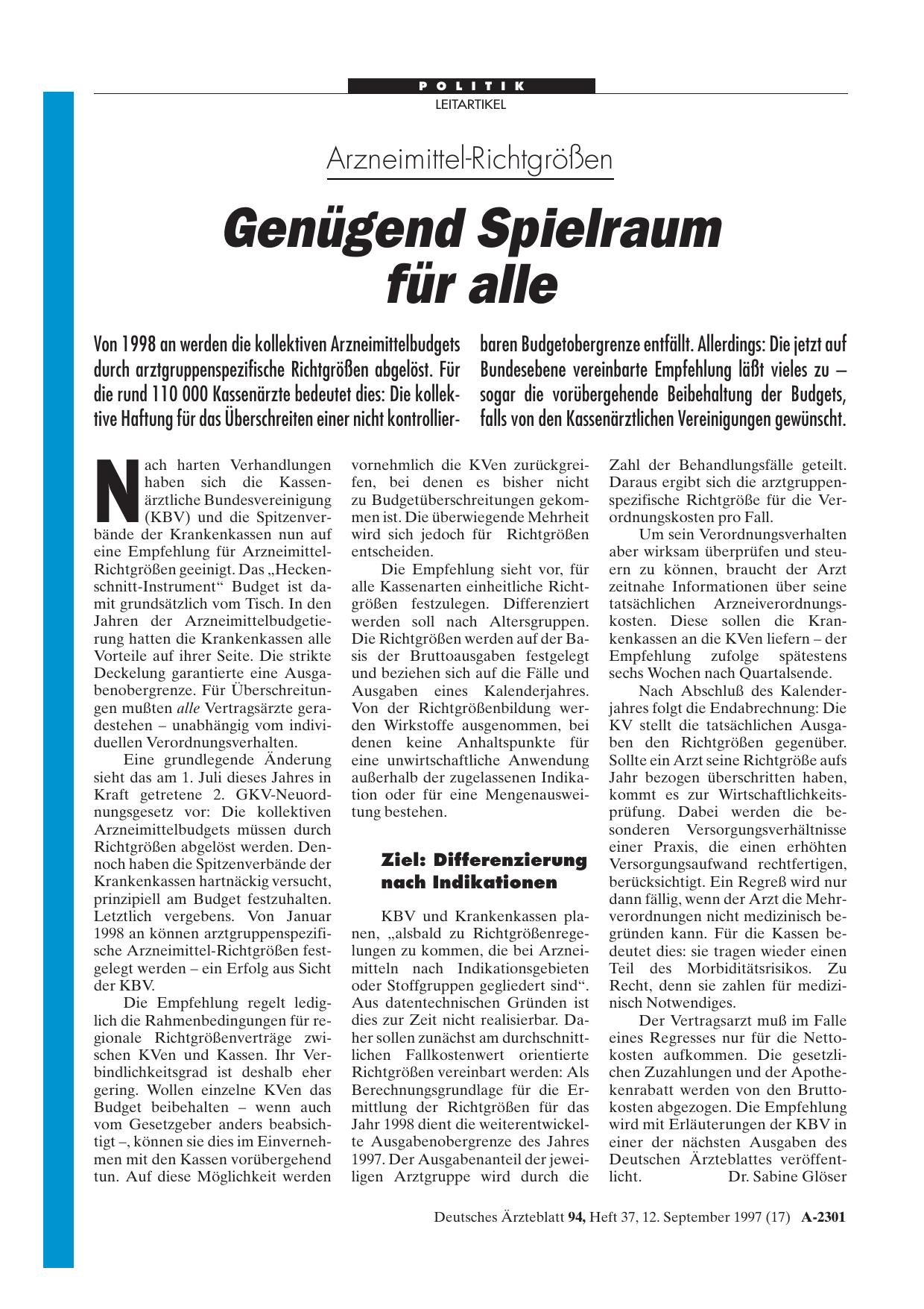 Vorschauseite 1: Arzneimittel-Richtgrößen: Genügend Spielraum für alle