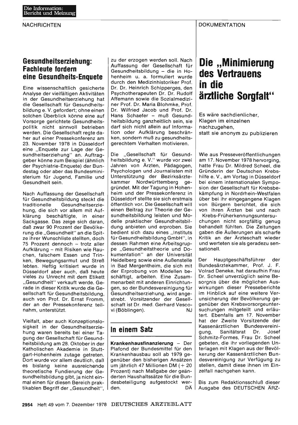 Vorschauseite 1: Gesundheitserziehung: Fachleute fordern eine Gesundheits-Enquete