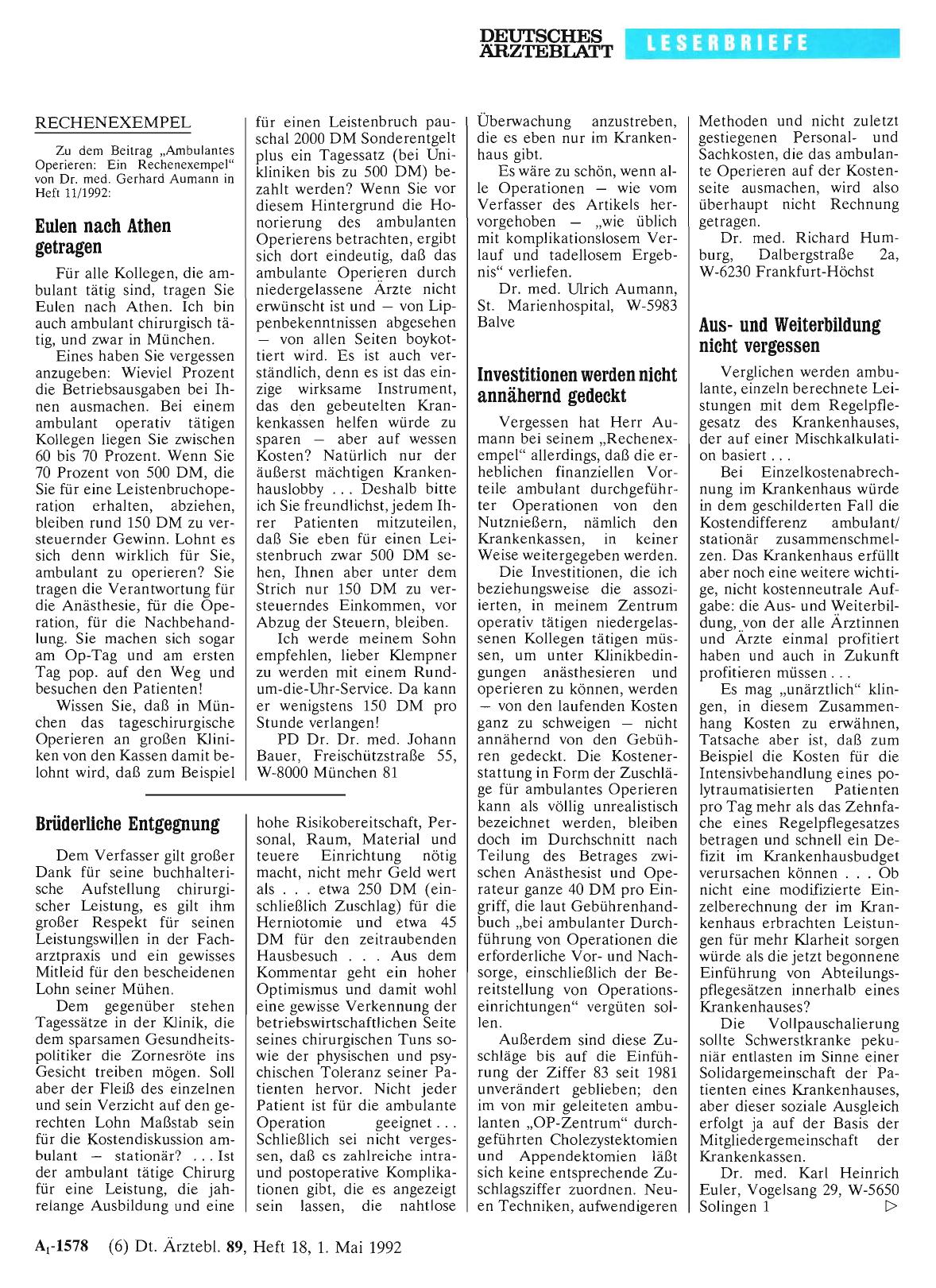 Vorschauseite 1: RECHENEXEMPEL: Brüderliche Entgegnung