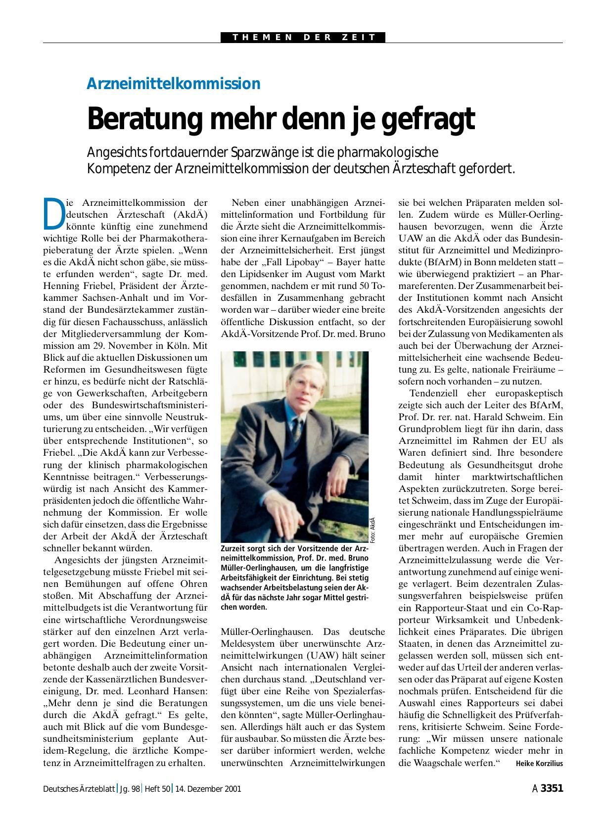 Vorschauseite 1: Arzneimittelkommission: Beratung mehr denn je gefragt