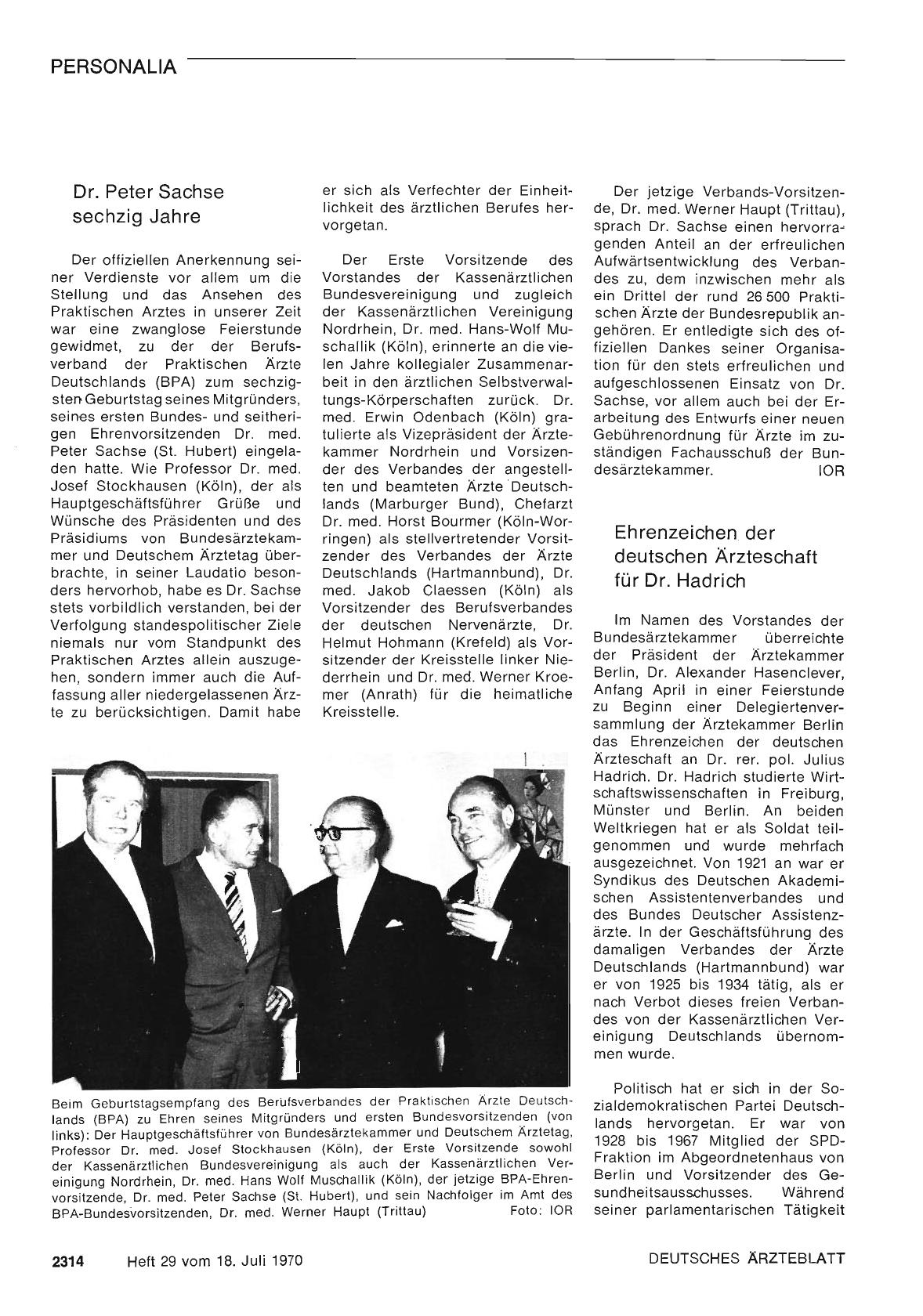 Vorschauseite 1: Dr. Peter Sachse sechzig Jahre