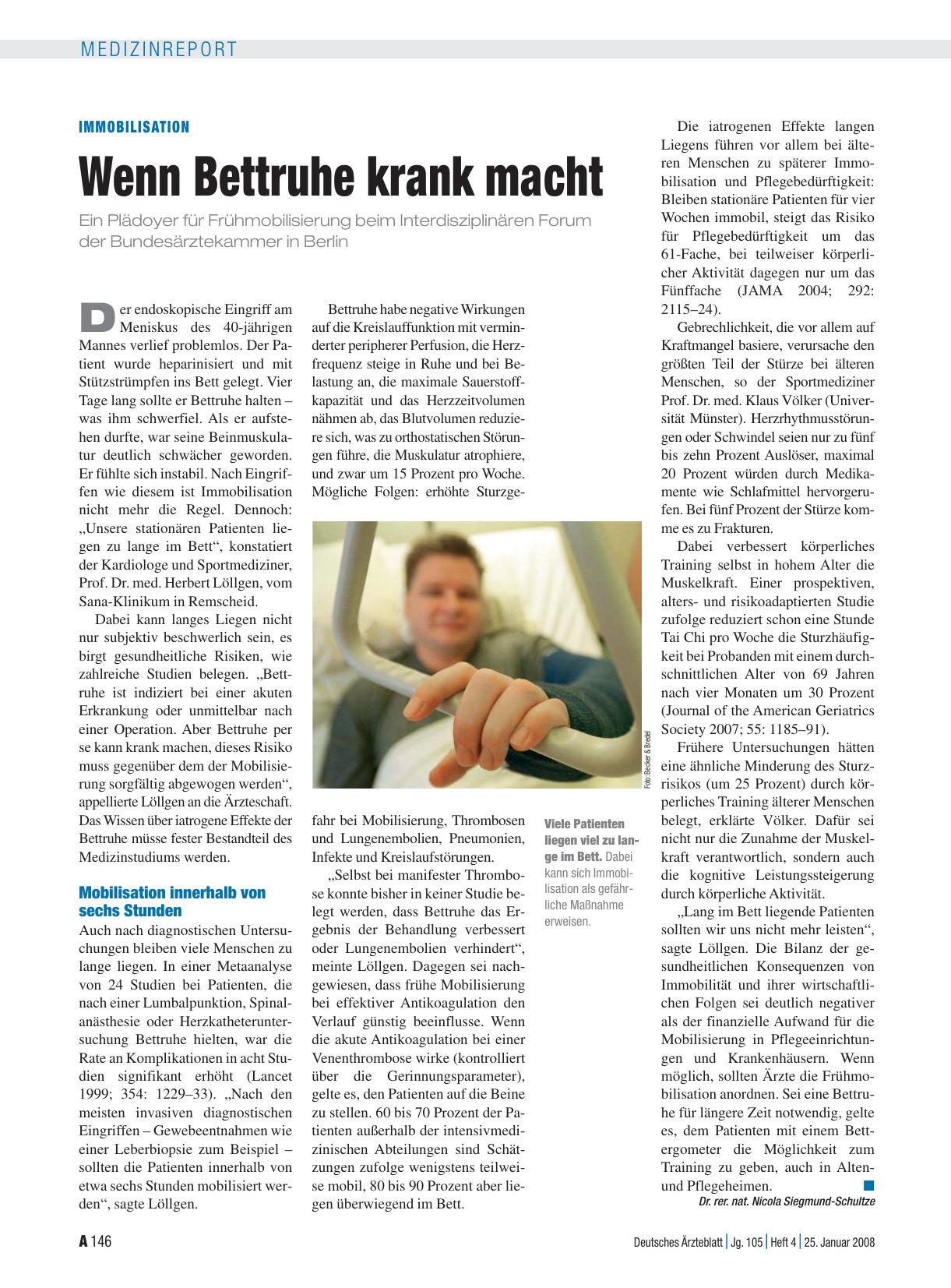 Vorschauseite 1: Immobilisation: Wenn Bettruhe krank macht