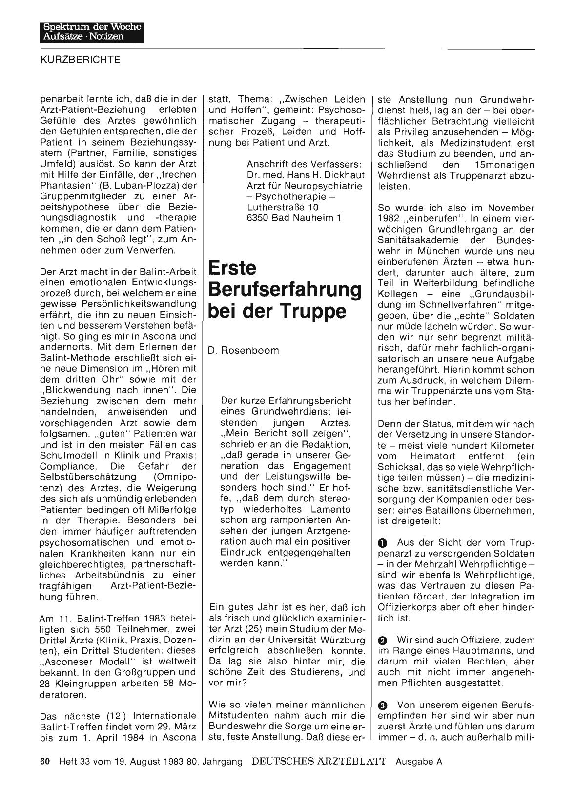 Vorschauseite 1: Erste Berufserfahrung bei der Truppe