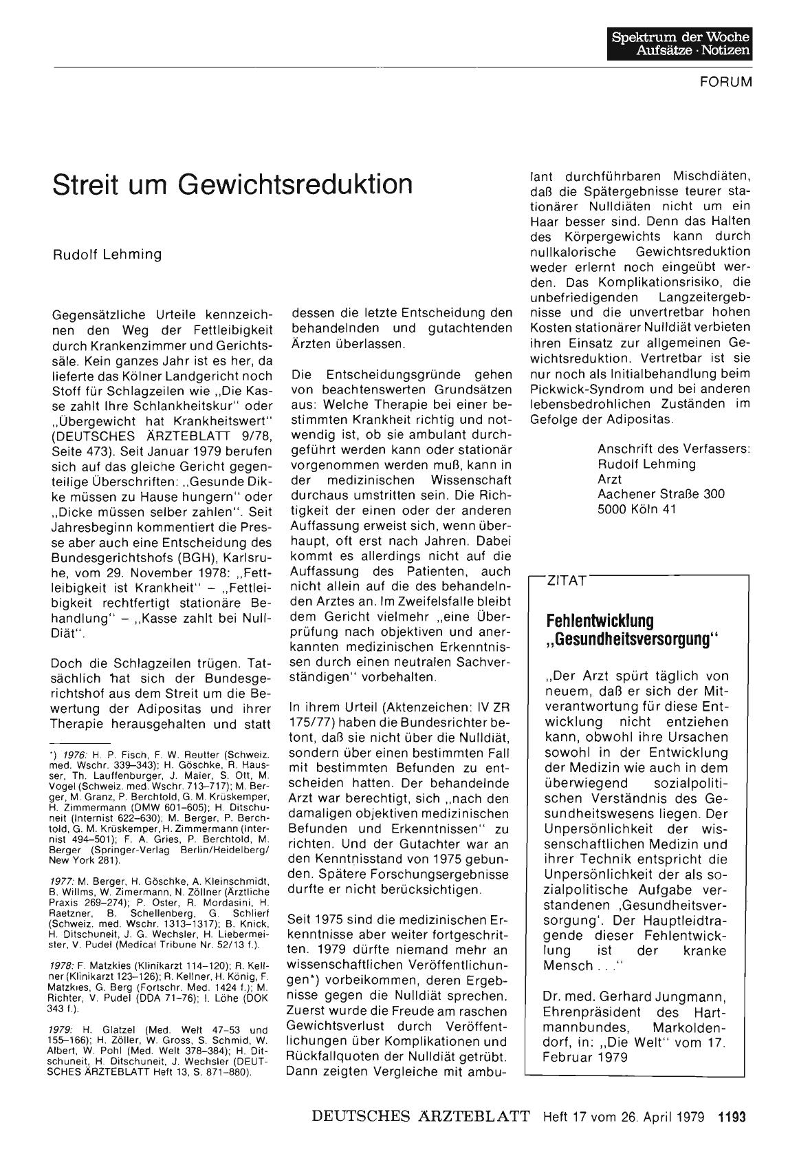 Vorschauseite 1: Streit um Gewichtsreduktion