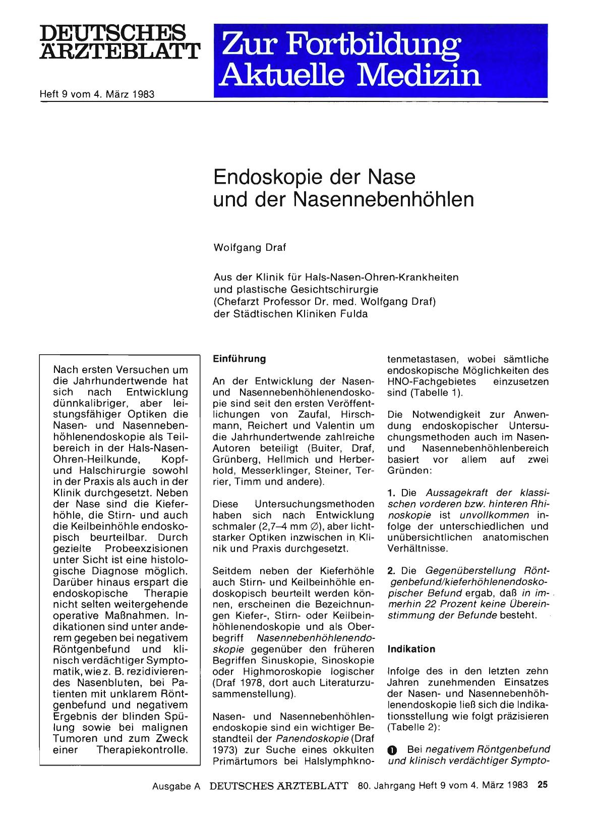 Vorschauseite 1: Endoskopie der Nase und der Nasennebenhöhlen