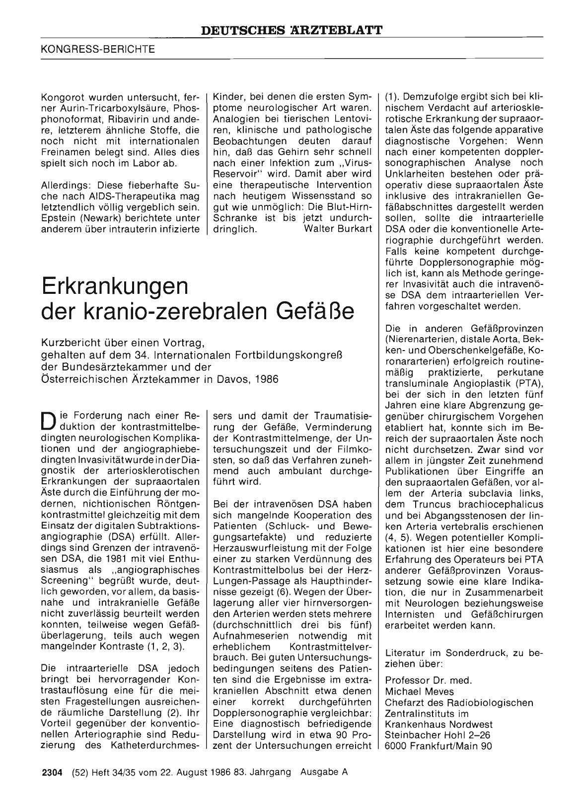Vorschauseite 1: Erkrankungen der kranio-zerebralen Gefäße