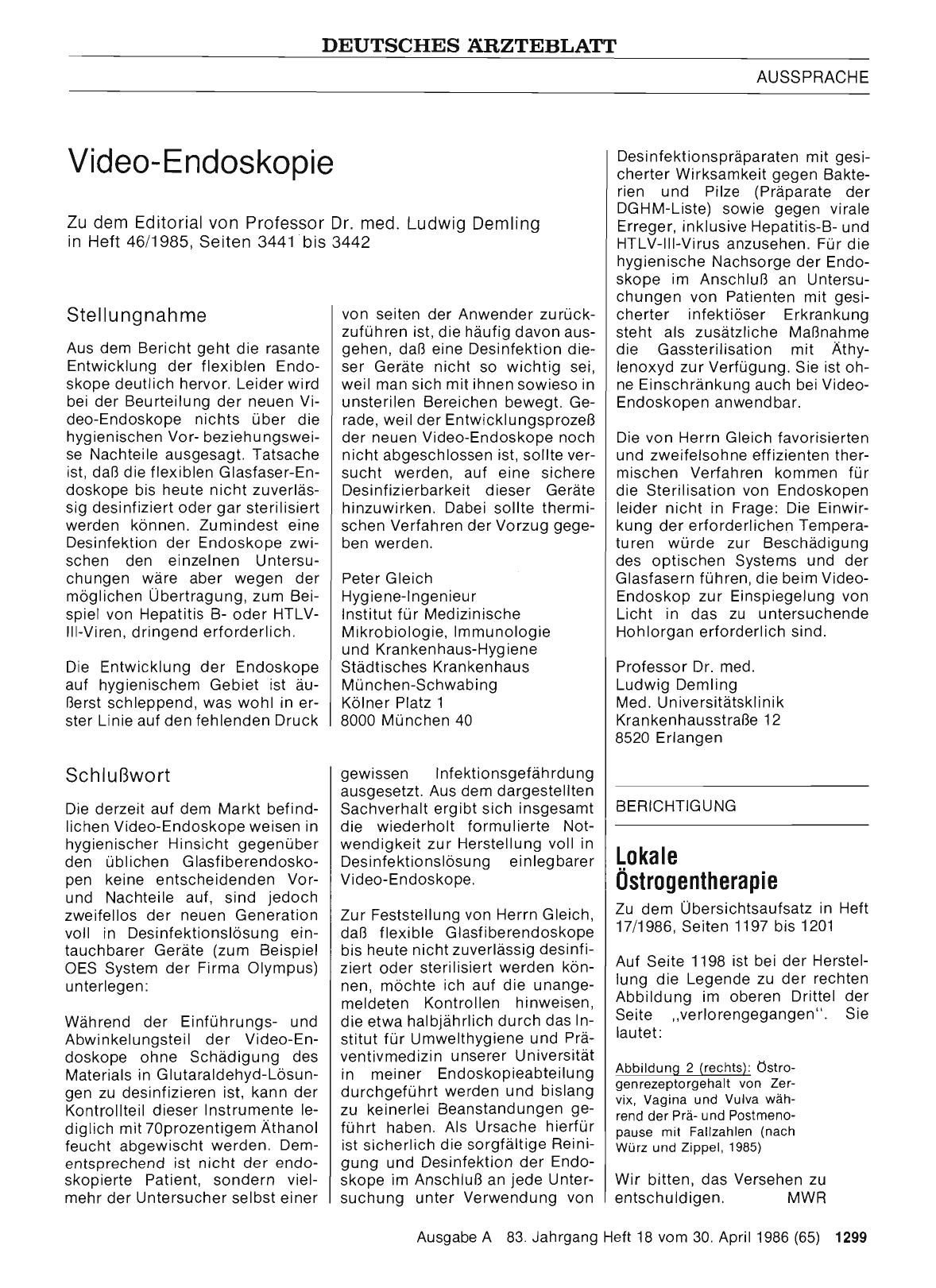 Vorschauseite 1: Video-Endoskopie: Schlußwort