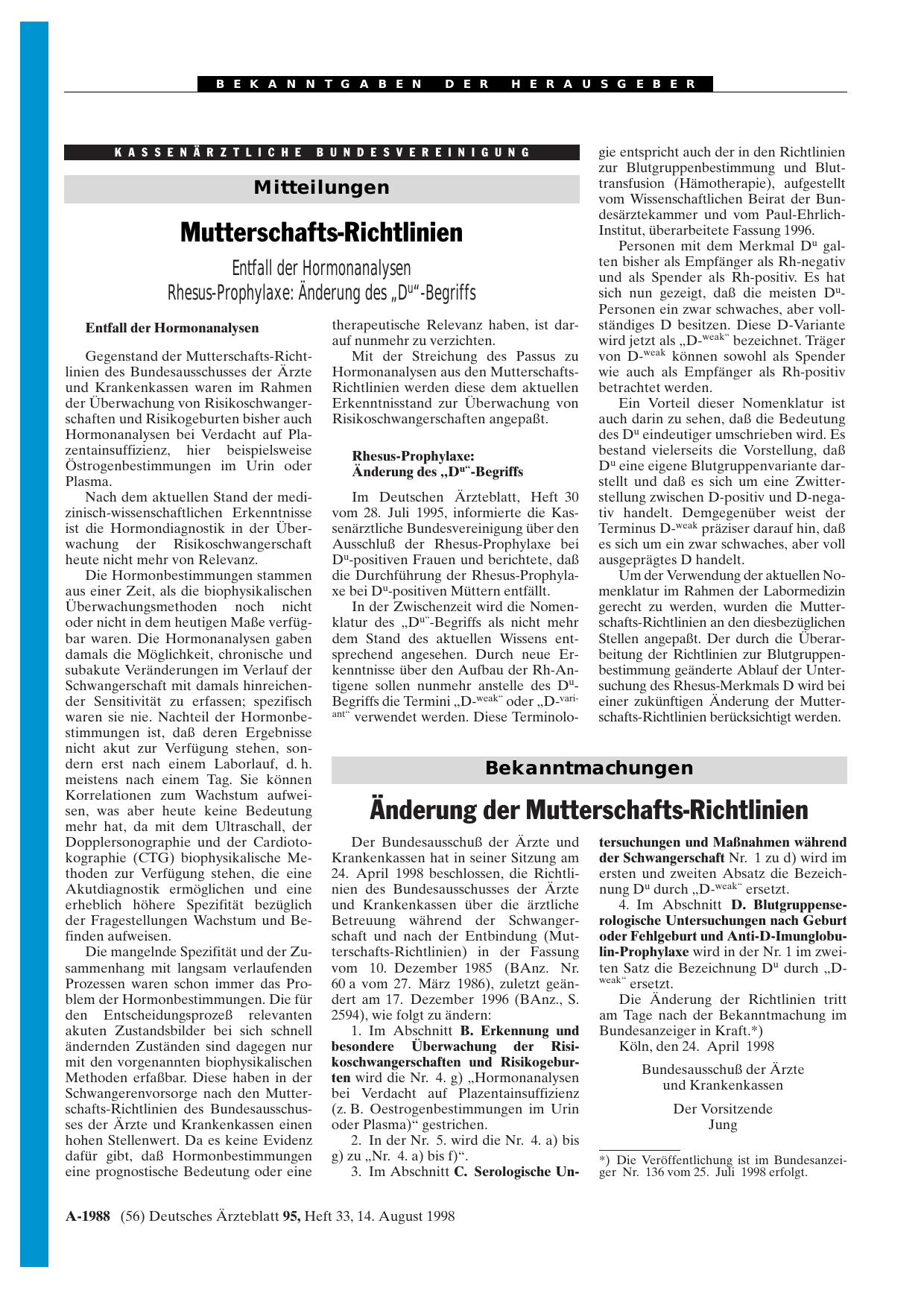 Vorschauseite 1: Änderung der Mutterschafts-Richtlinien