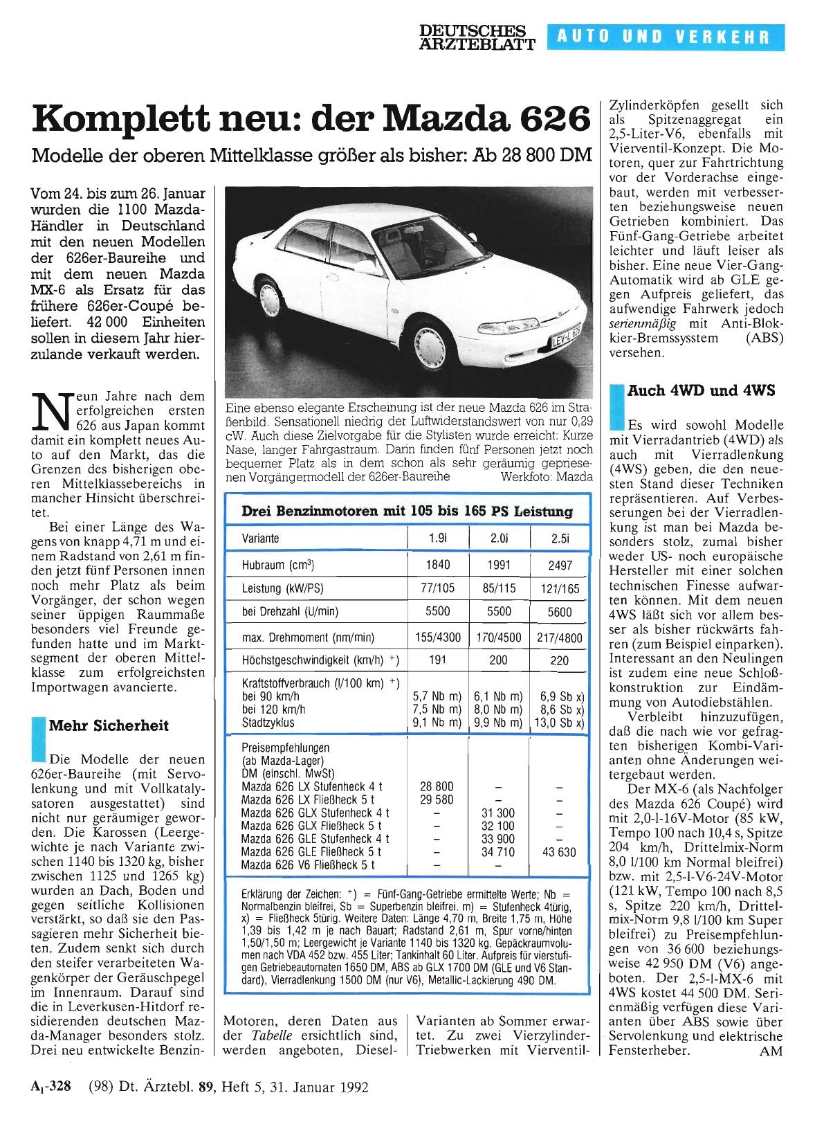 Vorschauseite 1: Komplett neu: der Mazda 626