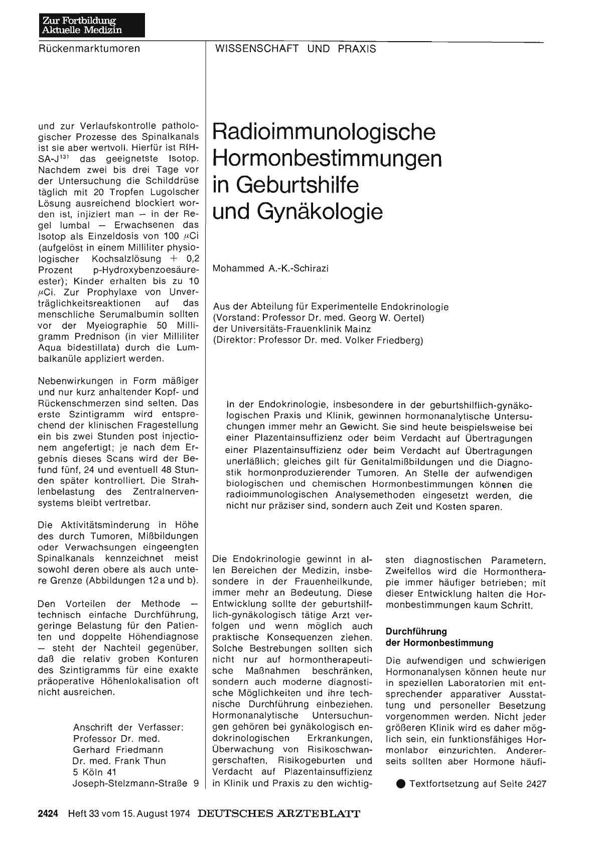 Vorschauseite 1: Radioimmunologische Hormonbestimmungen in Geburtshilfe und Gynäkologie