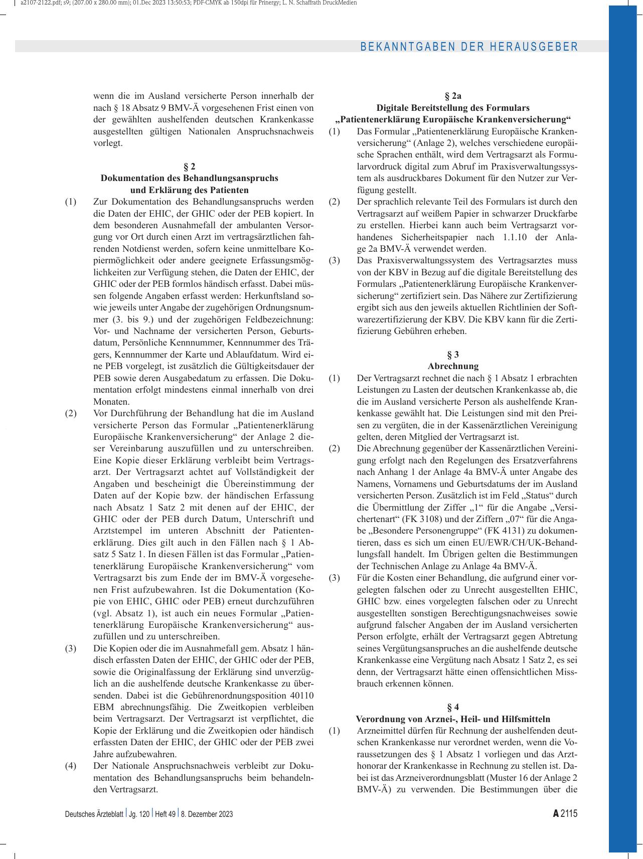 Vorschauseite 2: Vereinbarung zur Anwendung der Europäischen Krankenversicherungskarte vom 1. Januar 2024