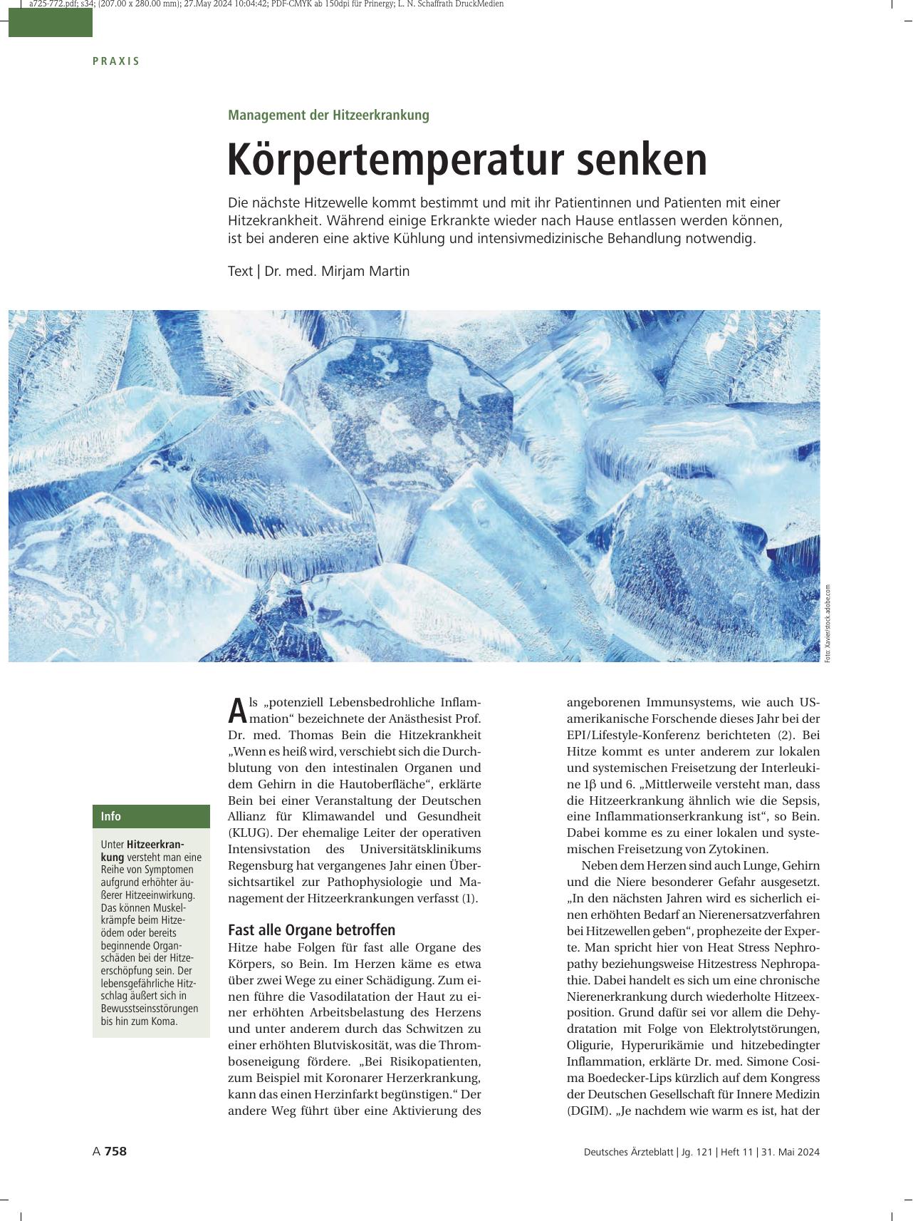 Vorschauseite 1: Management der Hitzeerkrankung: Körpertemperatur senken