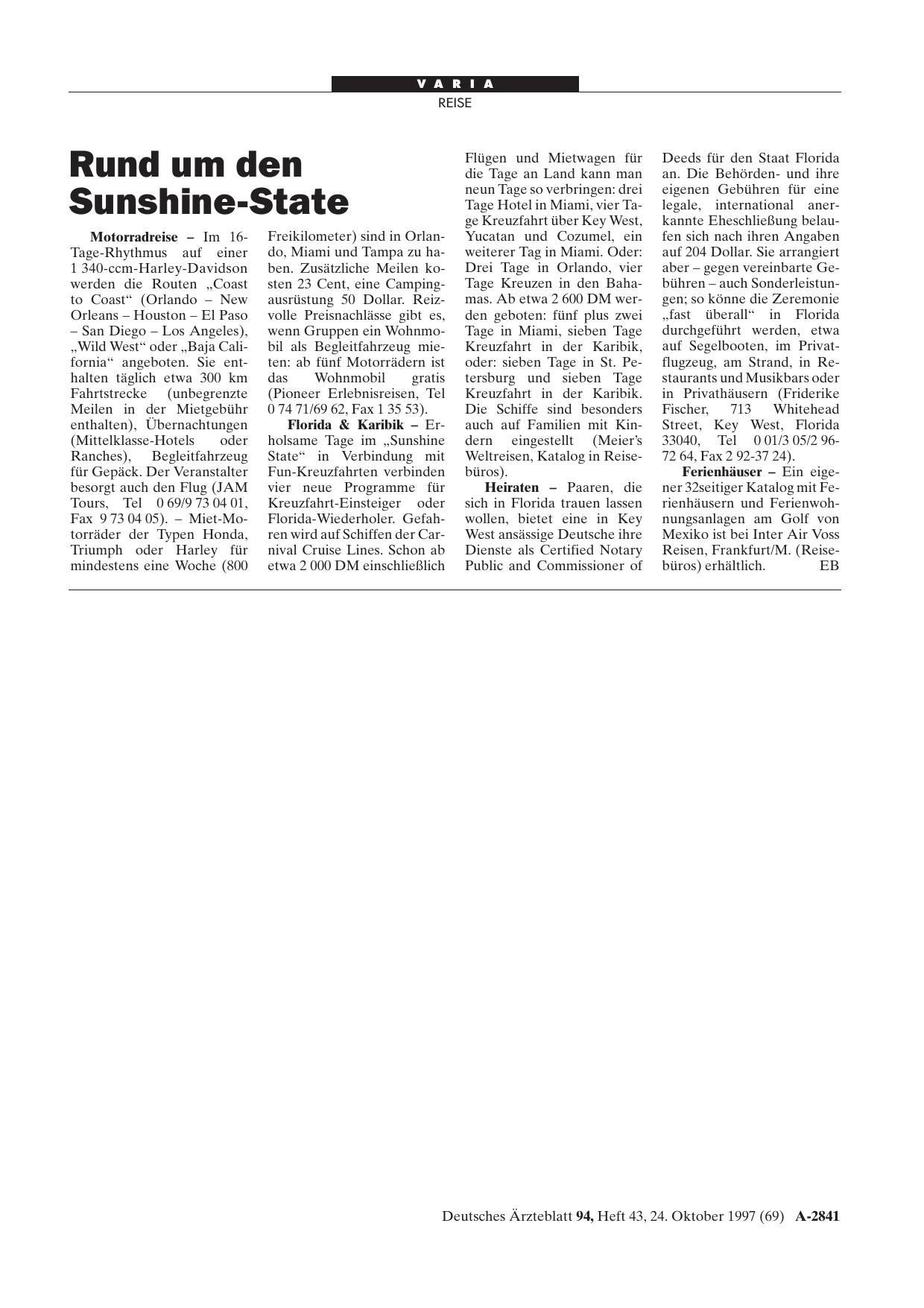 Vorschauseite 1: Rund um den Sunshine-State
