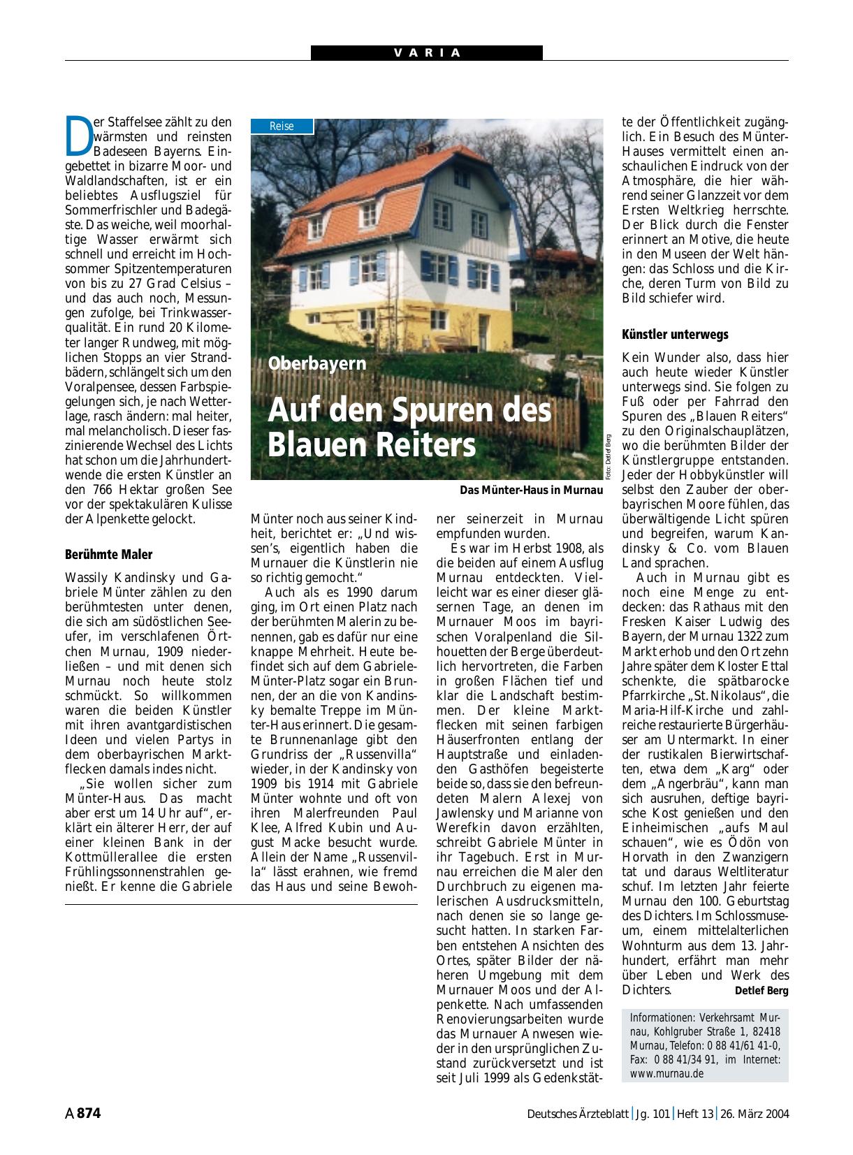 Vorschauseite 1: Oberbayern: Auf den Spuren des Blauen Reiters