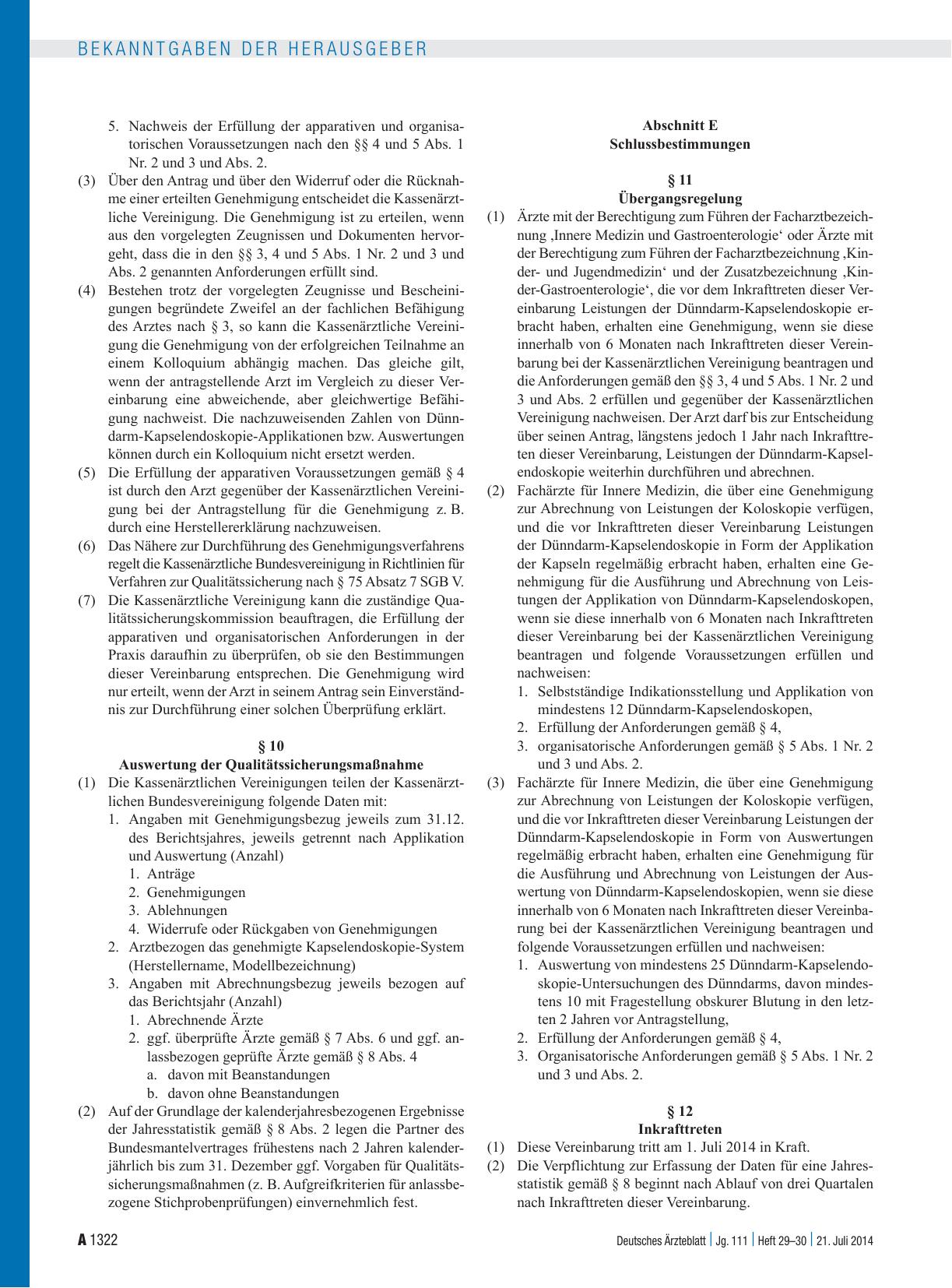 Vorschauseite 4: Vereinbarung von Qualitätssicherungsmaßnahmen nach § 135 Abs. 2 SGB V für die Dünndarm-Kapselendoskopie zur Abklärung obskurer gastrointestinaler Blutungen (Qualitätssicherungsver…