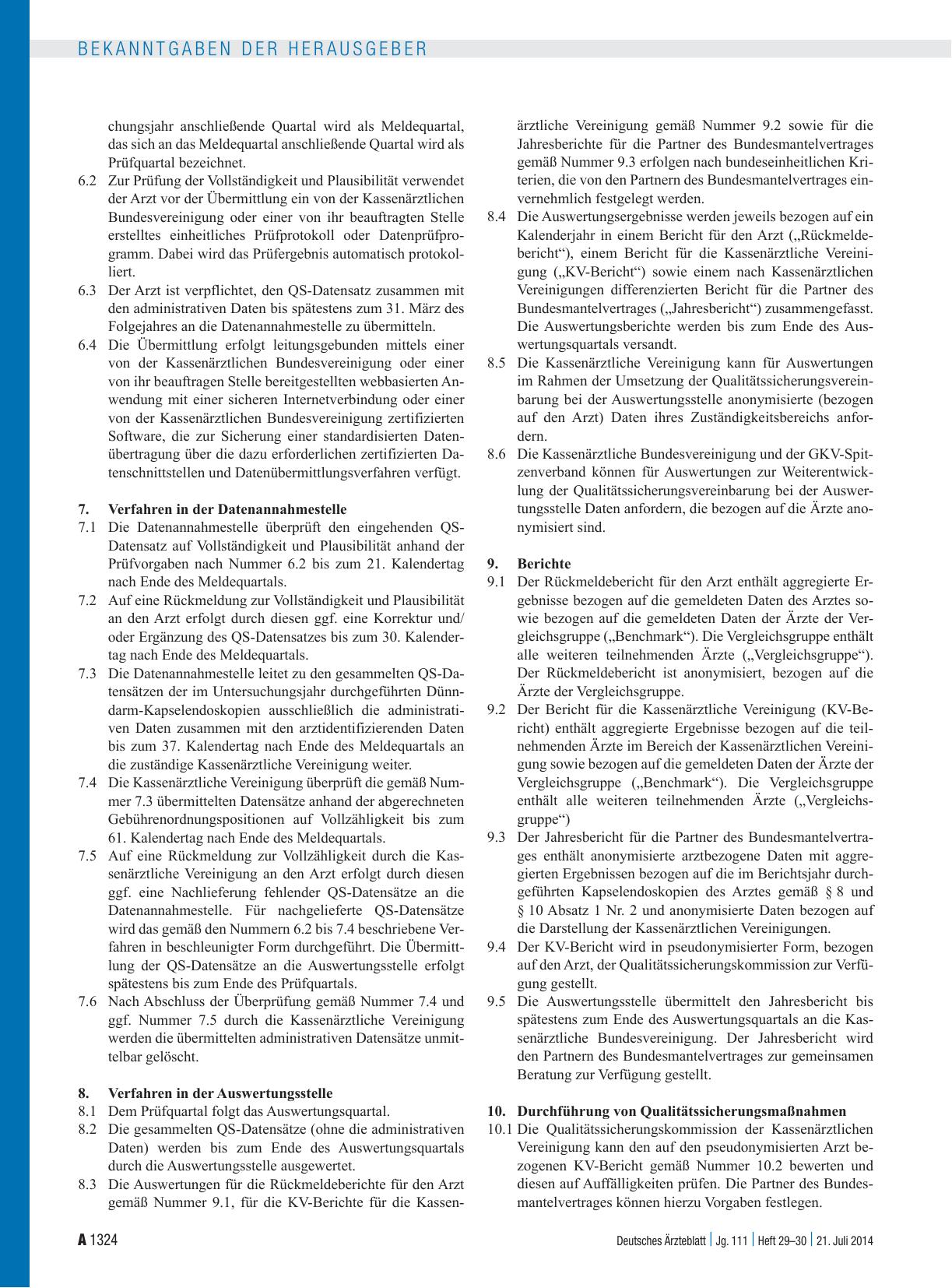 Vorschauseite 6: Vereinbarung von Qualitätssicherungsmaßnahmen nach § 135 Abs. 2 SGB V für die Dünndarm-Kapselendoskopie zur Abklärung obskurer gastrointestinaler Blutungen (Qualitätssicherungsver…