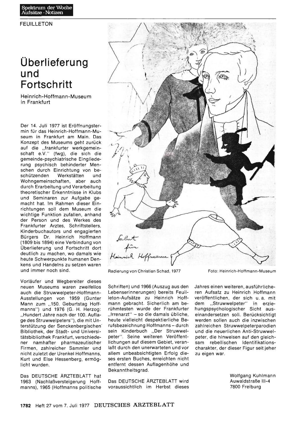 Vorschauseite 1: Überlieferung und Fortschritt: Heinrich-Hoffmann-Museum in Frankfurt