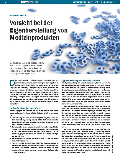 Vorschauseite 1: Haftungsrecht: Vorsicht bei der Eigenherstellung von Medizinprodukten