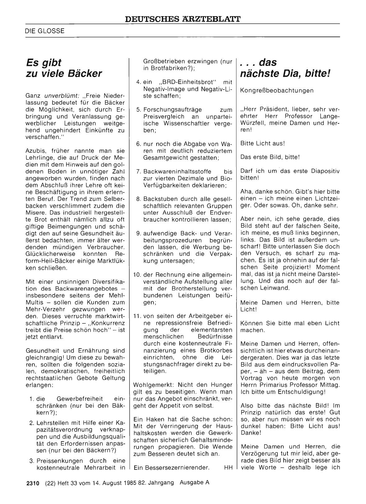 Vorschauseite 1: Es gibt zu viele Bäcker
