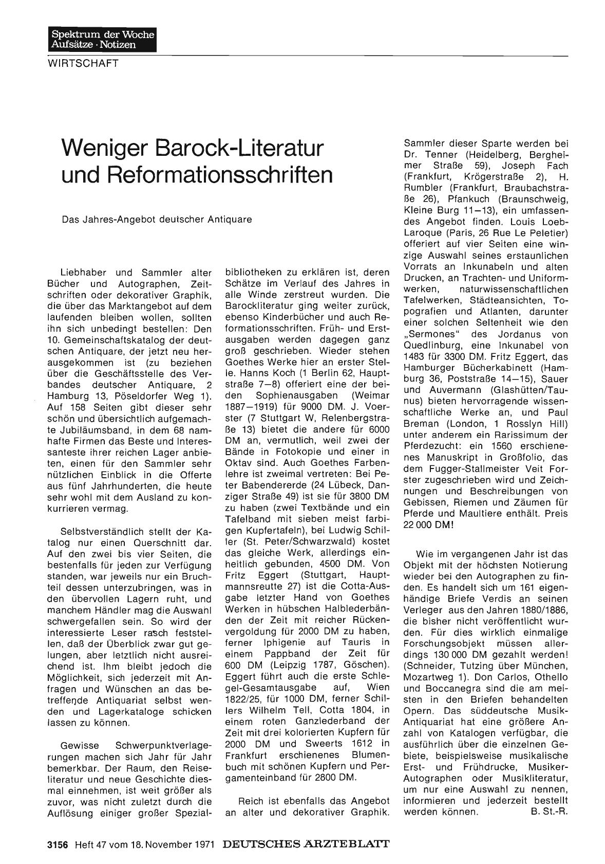 Vorschauseite 1: Weniger Barock-Literatur und Reformationsschriften