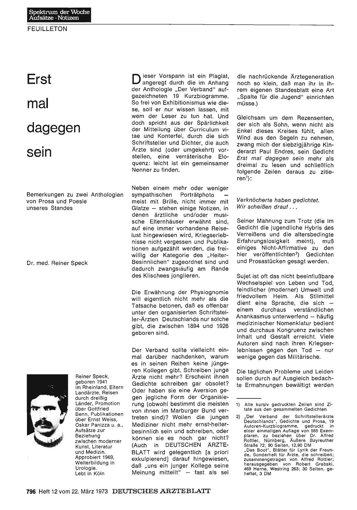 Vorschauseite 1: Erst mal dagegen sein: Bemerkungen zu zwei Anthologien von Prosa und Poesie unseres Standes