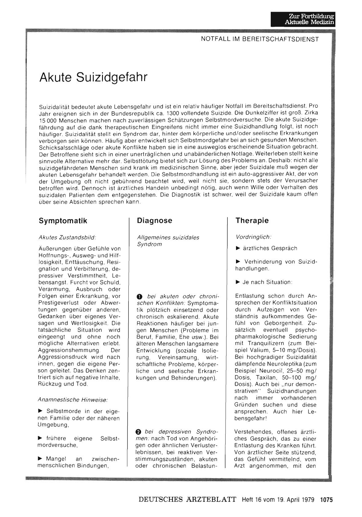 Vorschauseite 1: Akute Suizidgefahr