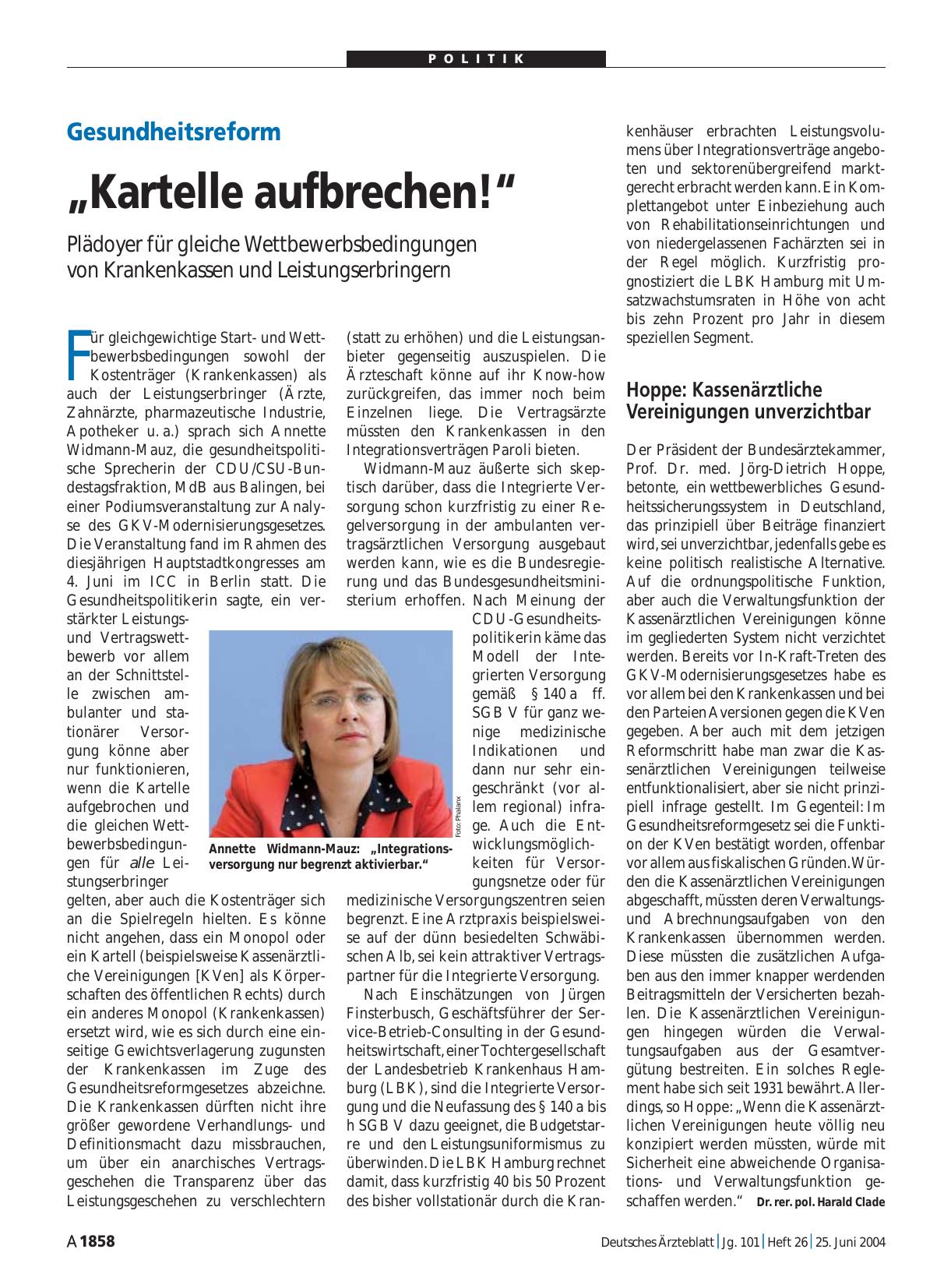 Vorschauseite 1: Gesundheitsreform: „Kartelle aufbrechen! “