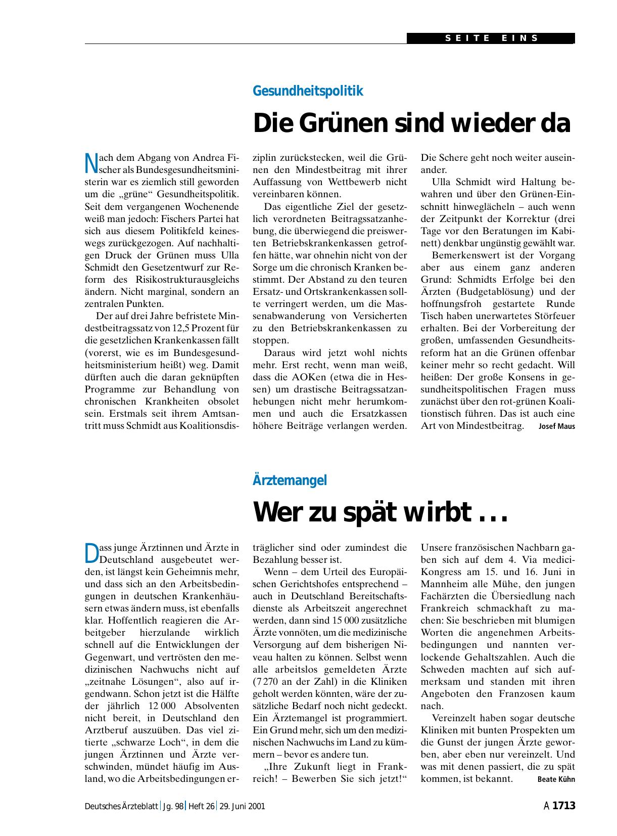 Vorschauseite 1: Ärztemangel: Wer zu spät wirbt. ..