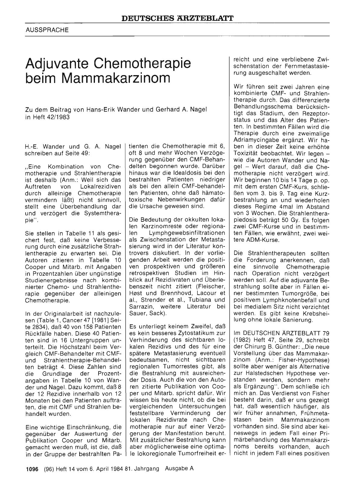 Vorschauseite 1: Adjuvante Chemotherapie beim Mammakarzinom: Adjuvante Chemotherapie beim Mammakarzinom