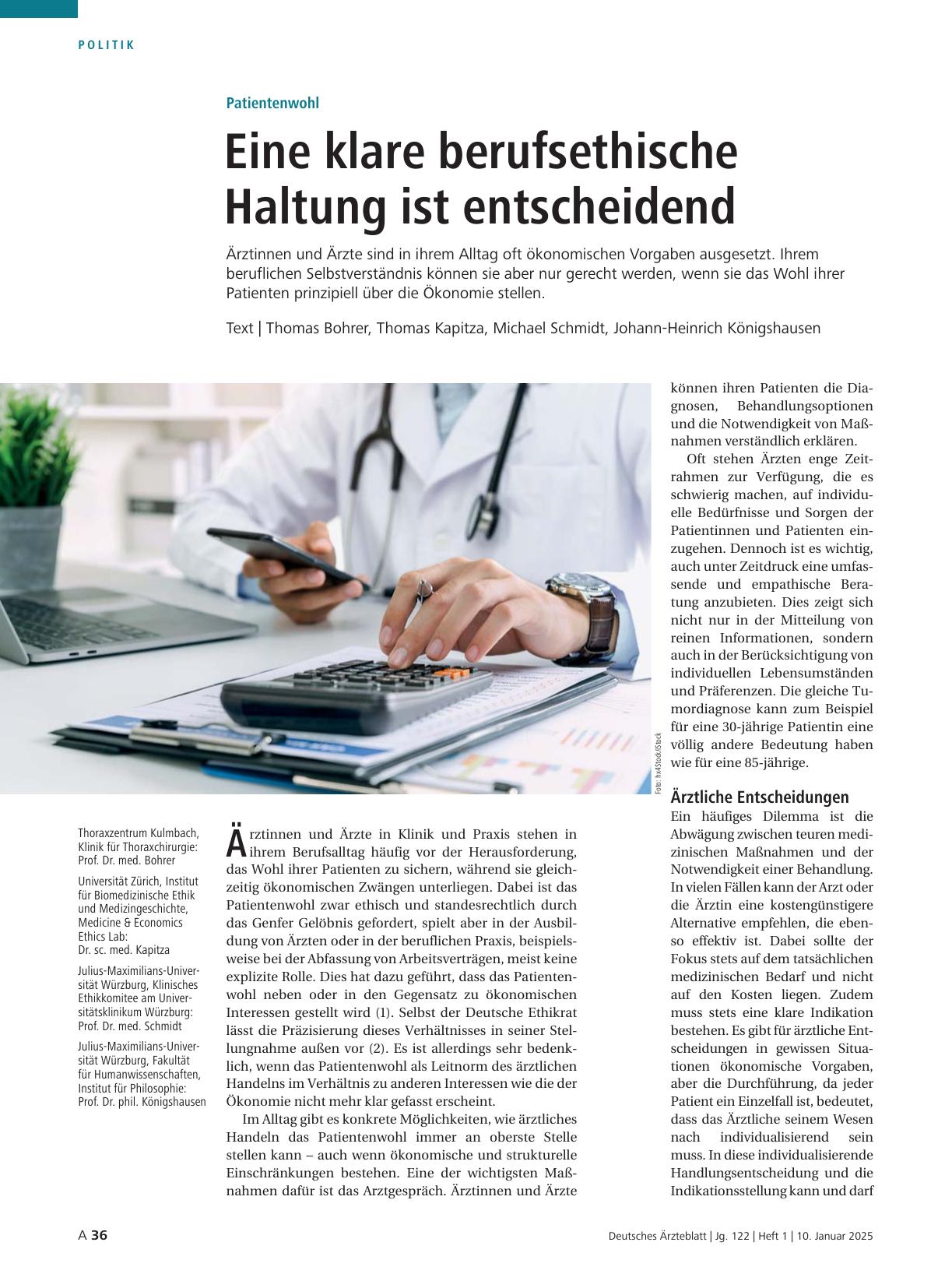 Vorschauseite 1: Patientenwohl: Eine klare berufsethische Haltung ist entscheidend