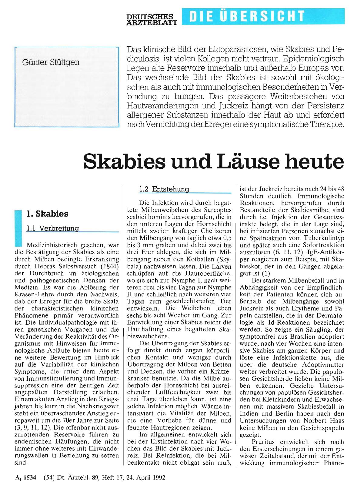 Vorschauseite 1: Skabies und Läuse heute