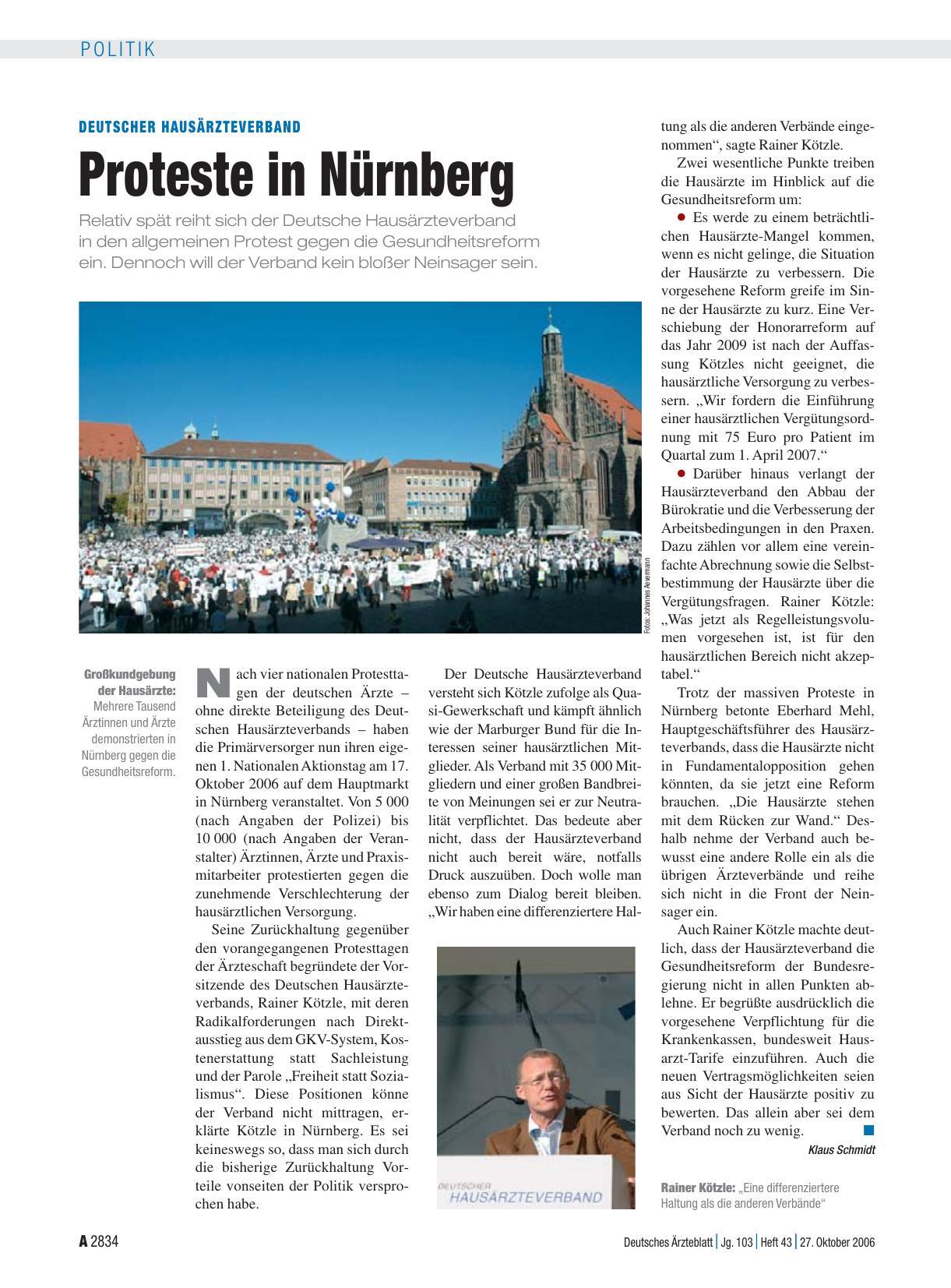 Vorschauseite 1: Deutscher Hausärzteverband: Proteste in Nürnberg