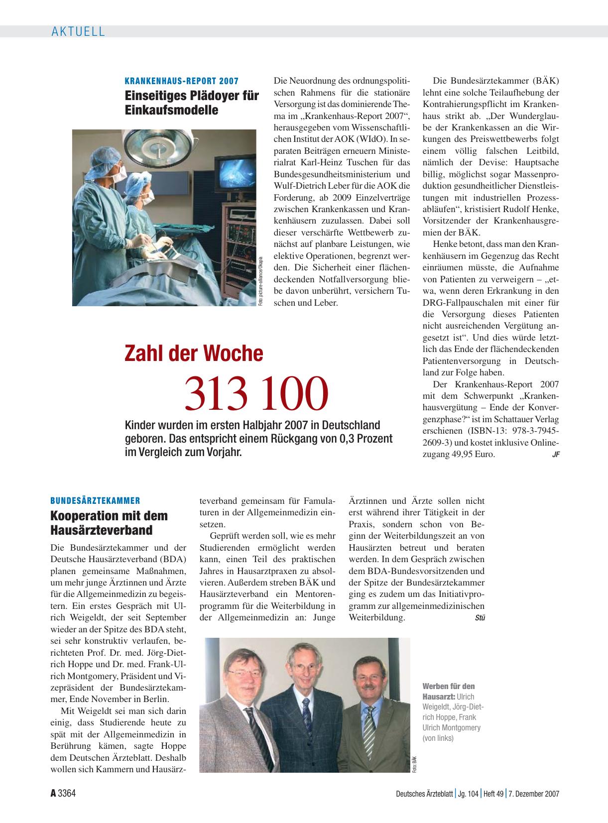 Vorschauseite 1: Bundesärztekammer: Kooperation mit dem Hausärzteverband