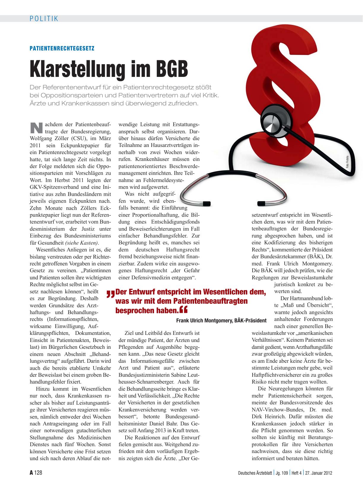Vorschauseite 1: Patientenrechtegesetz: Klarstellung im BGB