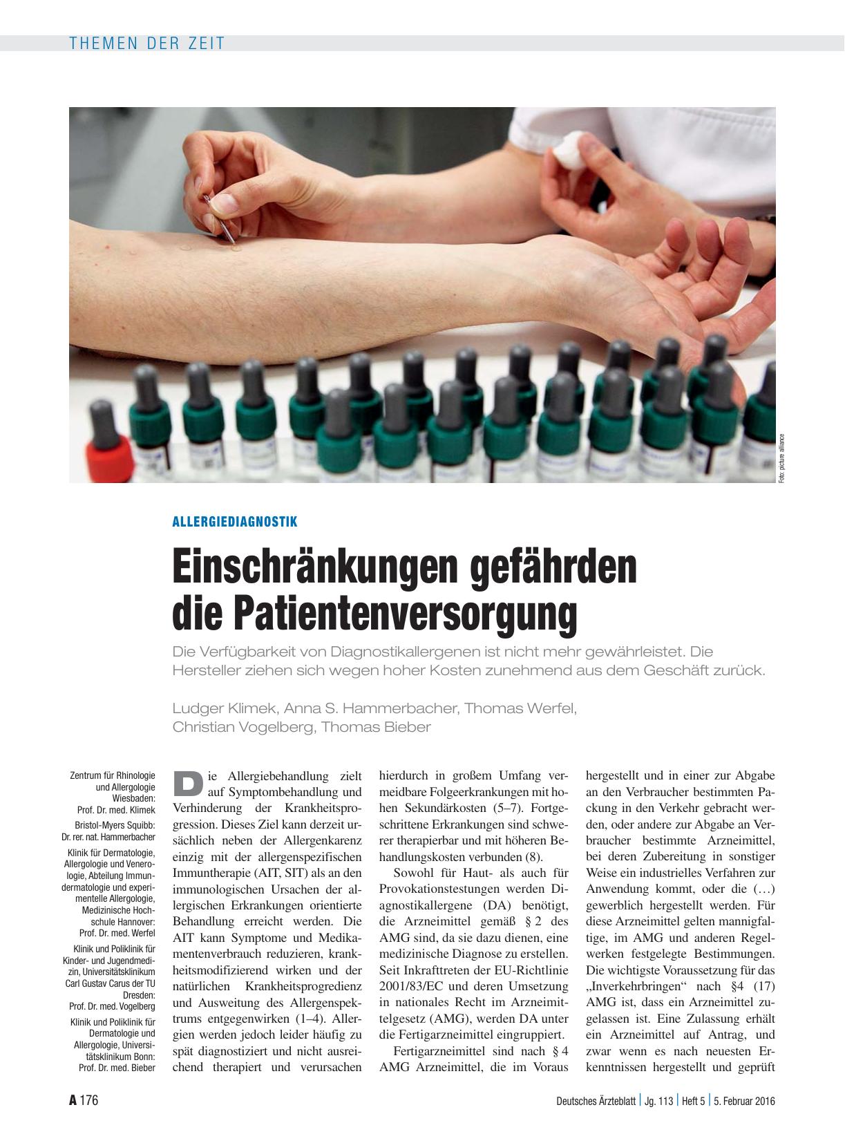Vorschauseite 1: Allergiediagnostik: Einschränkungen gefährden die Patientenversorgung