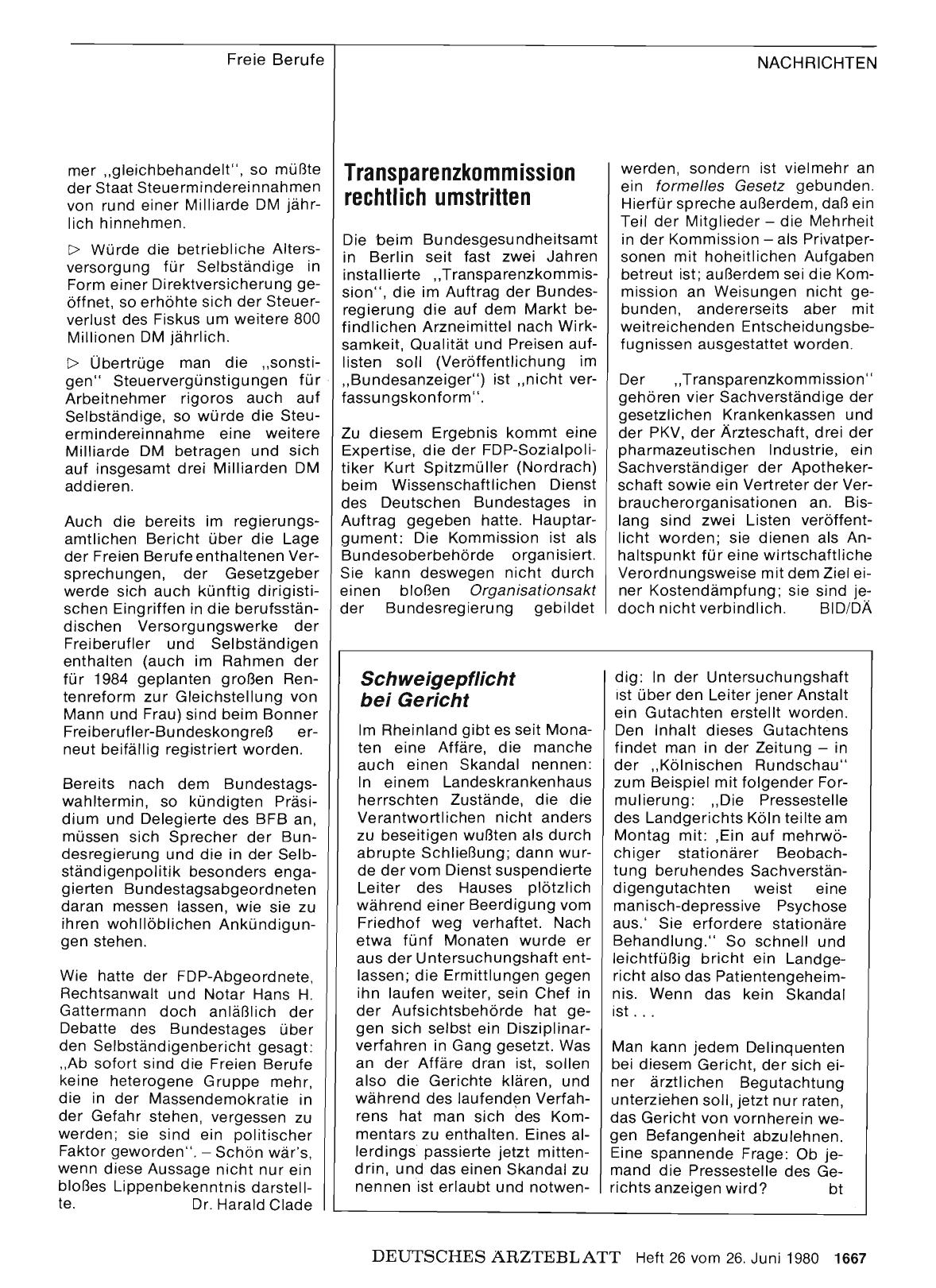 Vorschauseite 1: Transparenzkommission rechtlich umstritten